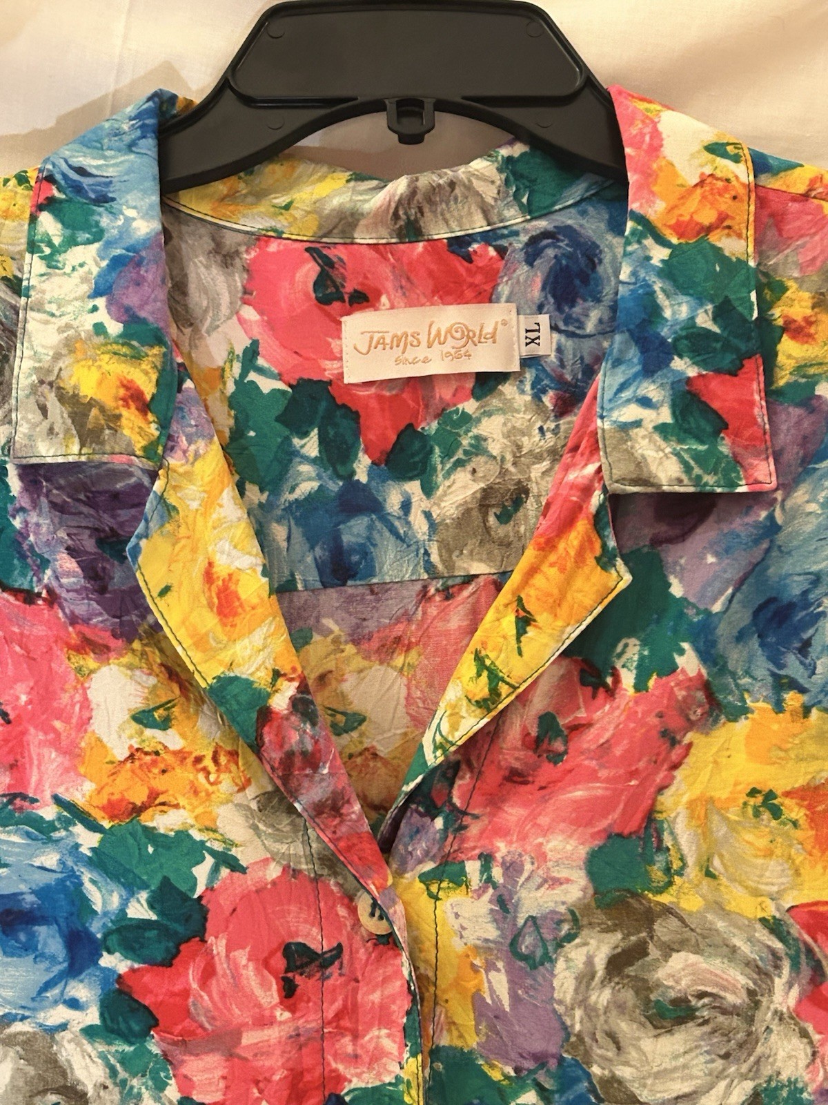Vtg 90s NWT Jams World Bright Floral Parfait Watercolor Short Sleeve Shirt SZ XL