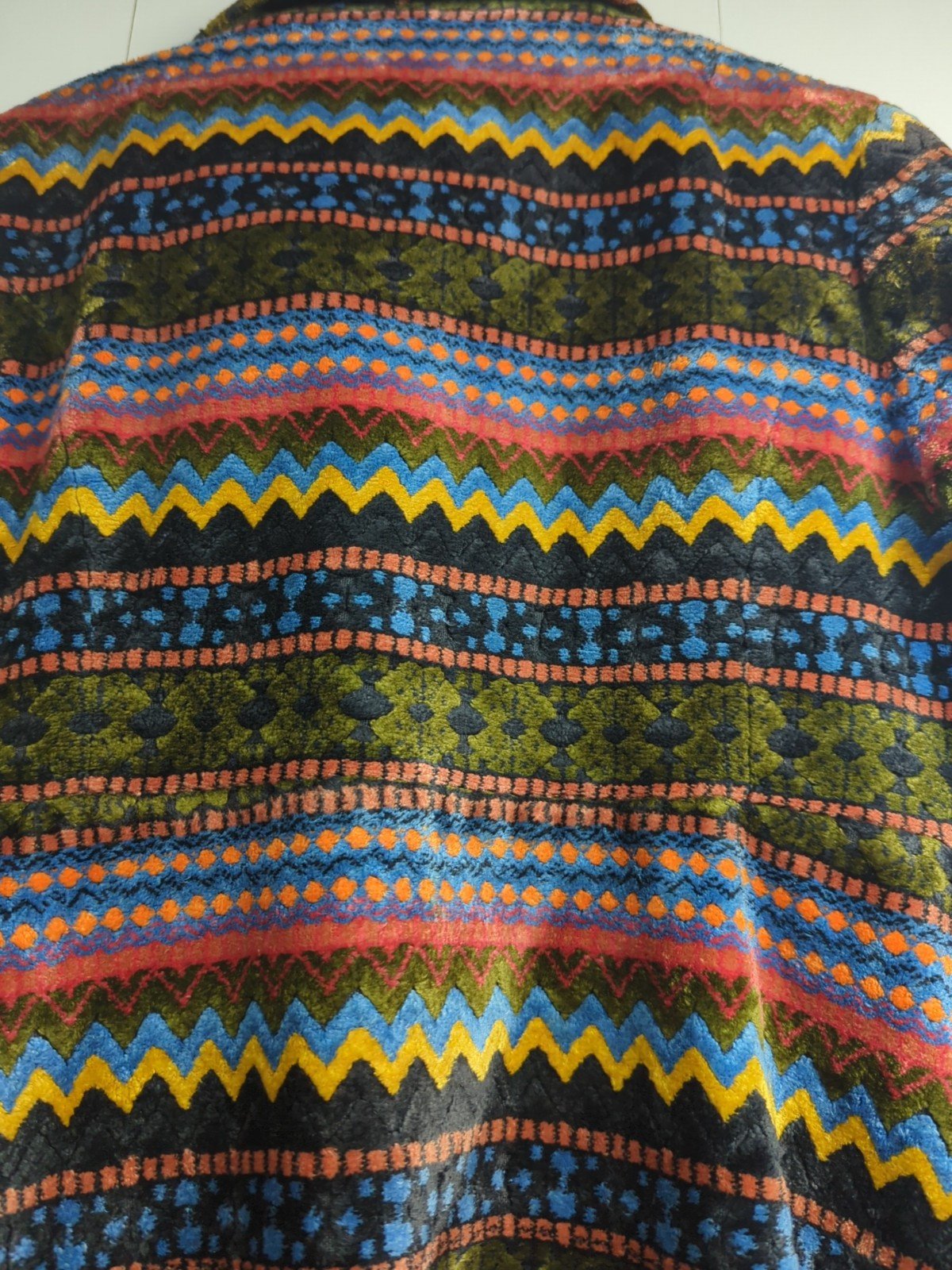 Vtg Saks Fifth Avenue Tapestry Carpet Coat Rainbow Geometric Art To Wear Read De