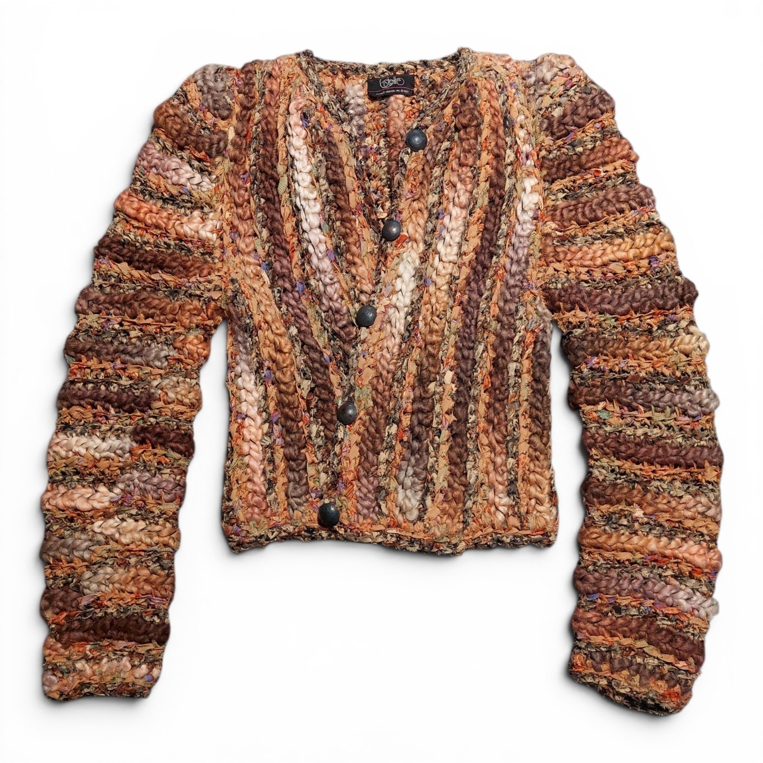 1983 Estelle Gracer Wearable Art Jacket British Coin Button Rare Archival Bouclé