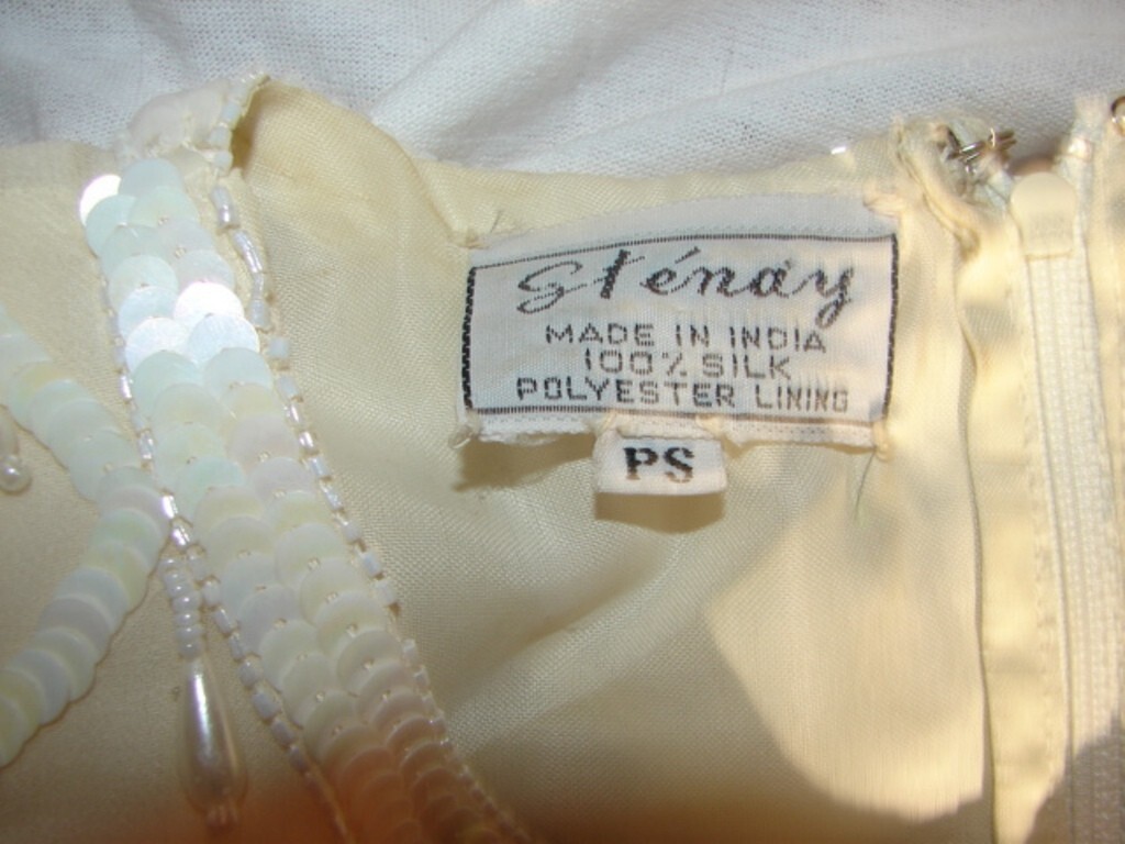 Vintage Stenay Beaded Off White Top made of 100% Silk Size PS with Small Skirt