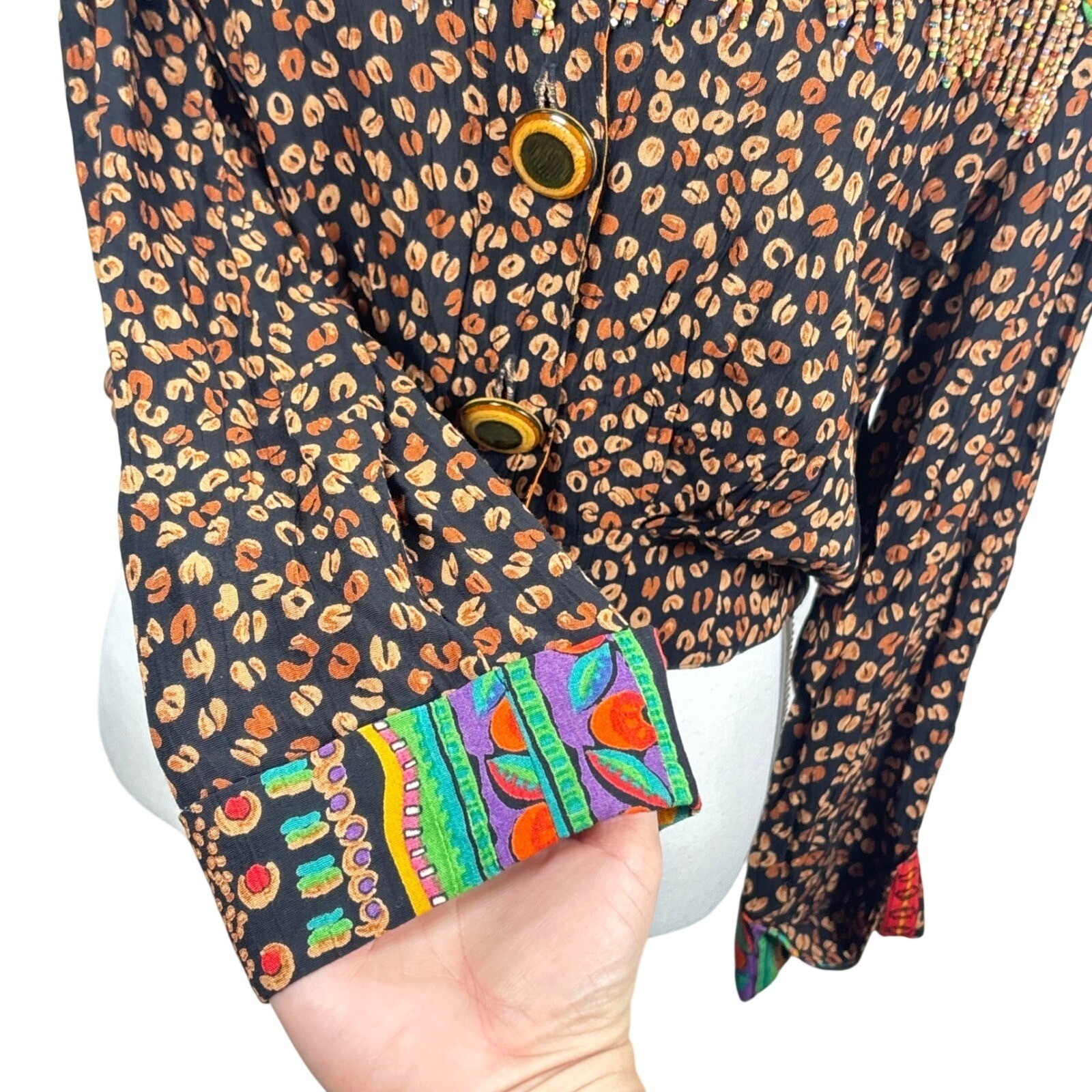 Carole Little 6 S M Funky Pop Art-to-Wear Leopard 90s Shirt Jacket Lagenlook