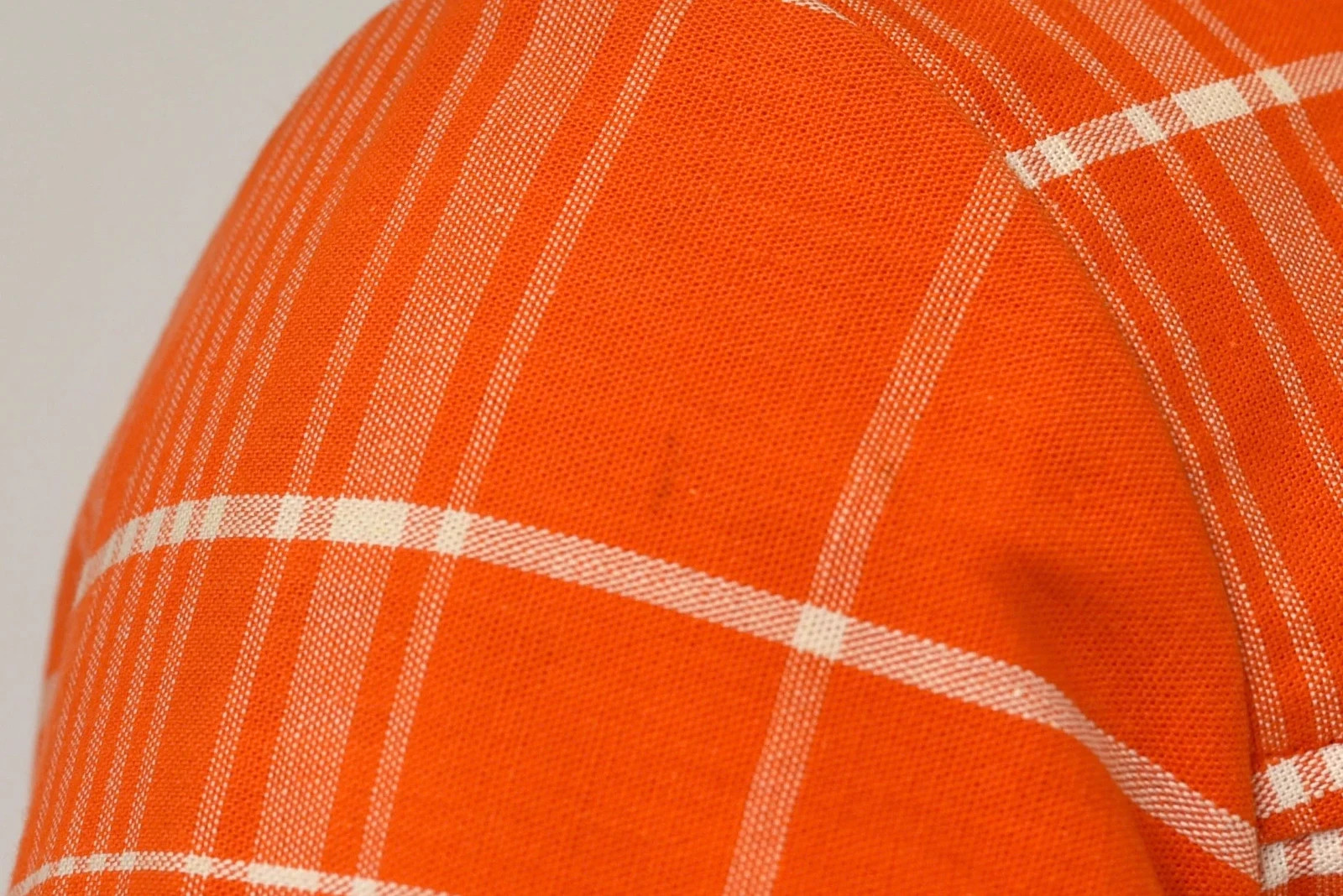 1970s Courreges Hyperbole Orange White Plaid Cotton Coat Jacket Dress