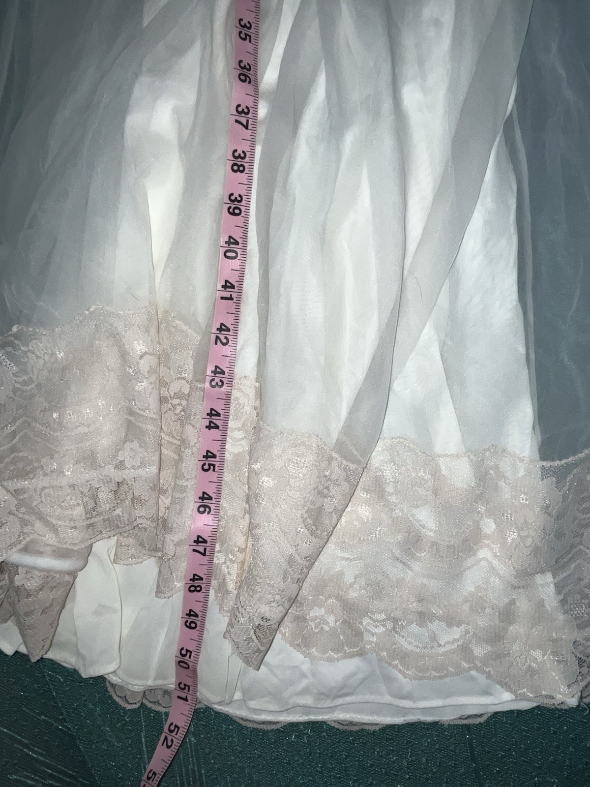 VTG INTIME Chiffon Nightgown Large White Ivory Lace Bridal Full Sweep Maxi Gown