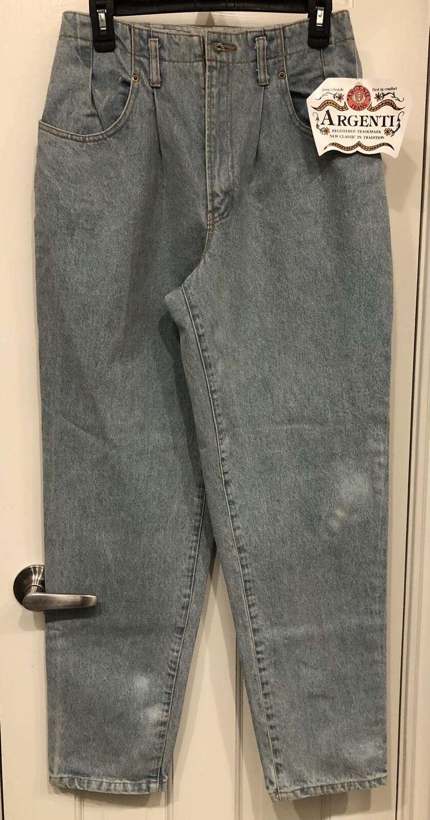 Vintage 80s Argenti Blue Denim Jeans – High Waist Mom Style – Size 10 – NWT