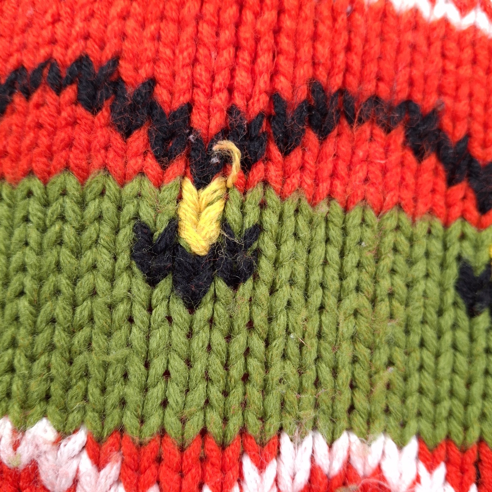 Vtg Handmade Button Front Sweater Red Green Acrylic Blend Womens M 80s Style