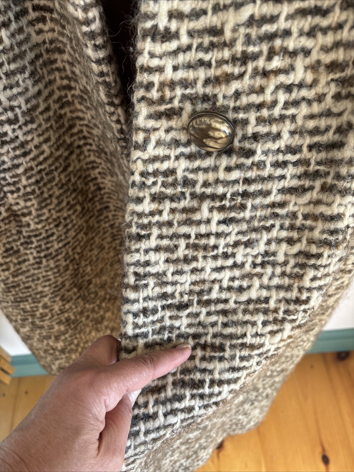 Herbert Bass Wool Coat M* Big Buttons Union Label True Vintage Boucle Nubby