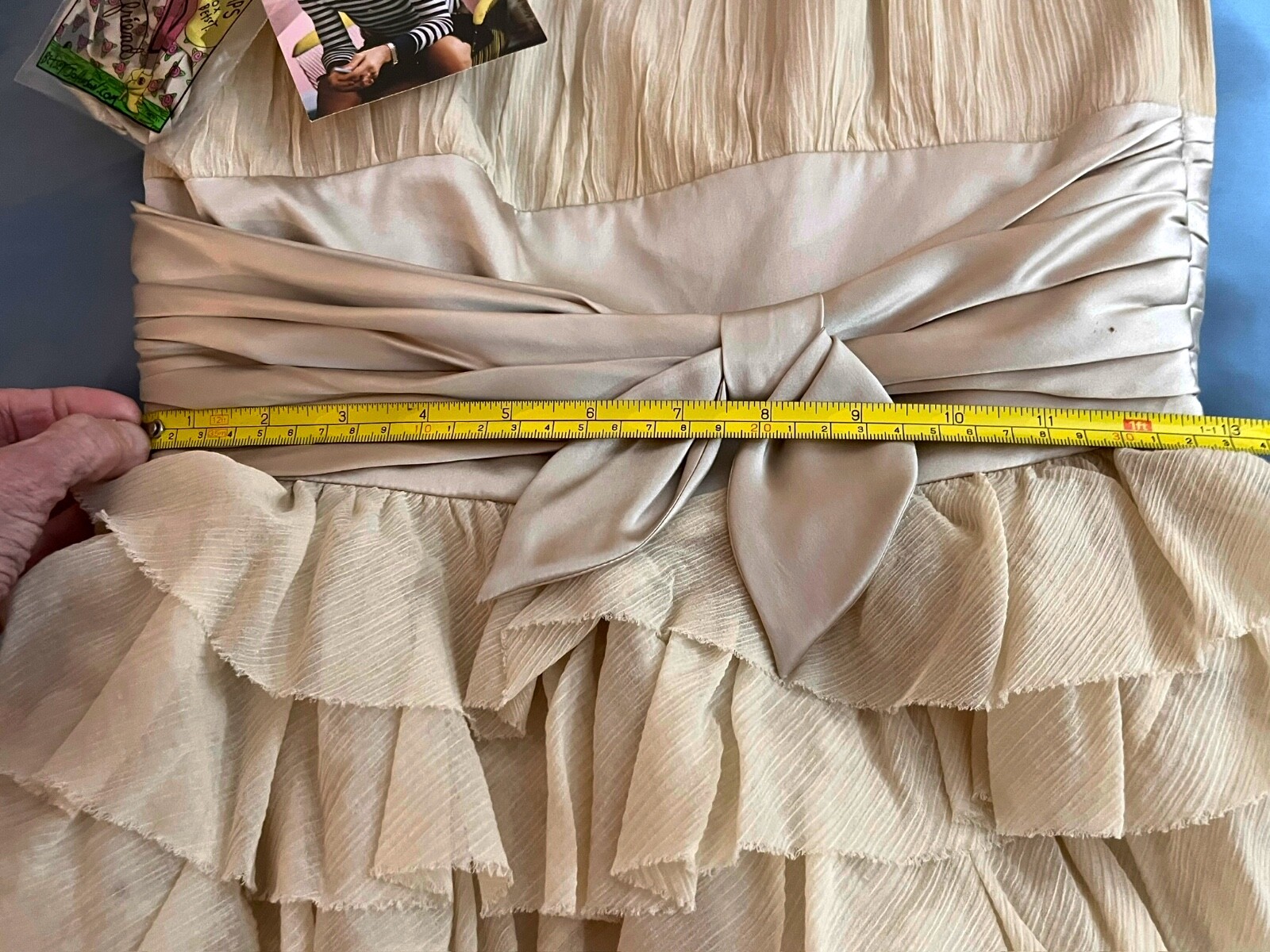 NWT Betsey Johnson Collection 2 Tea Dress Ivory Raw Silk Cotton Ruffles Tulle