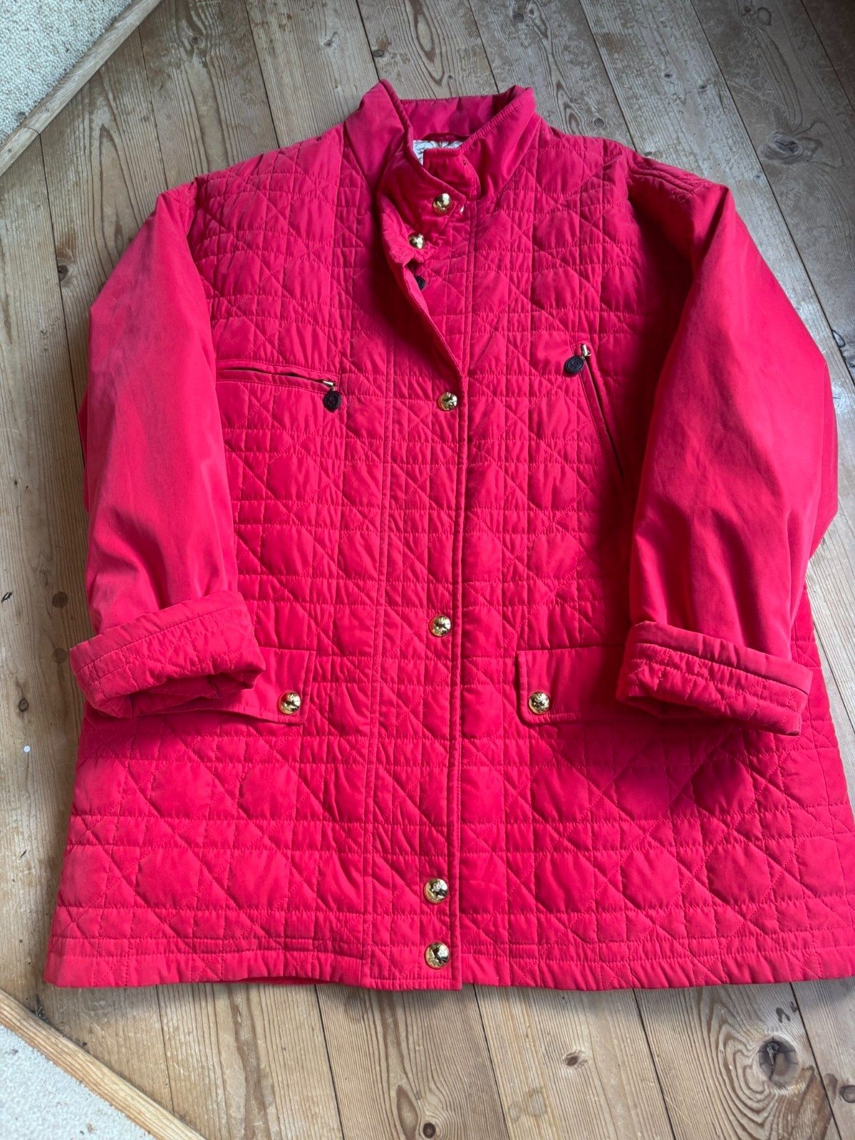 Vintage Antonette Haushofer Quilted Jacket Red Equestrian 44 46