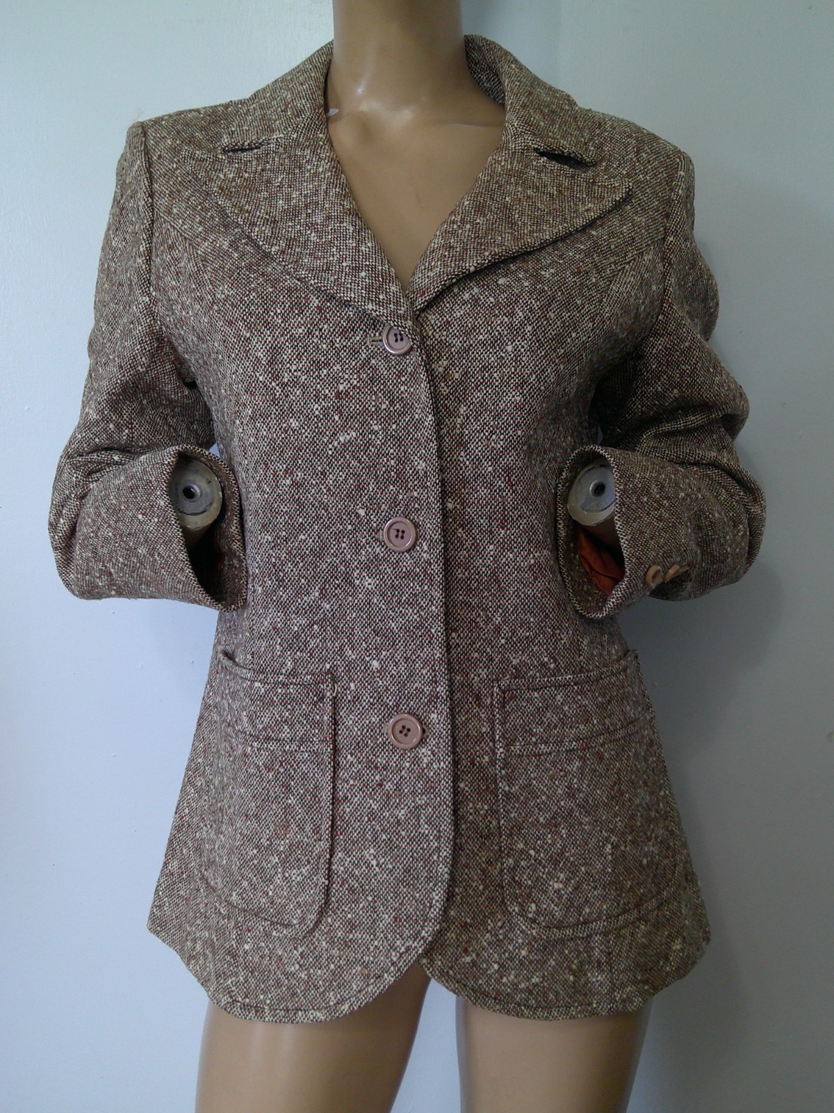 Vt 70&rsquo;s PENDLETON Gorgeous Tan Brown Wool TWEED Fitted Blazer Jacket M/L Ex Cond