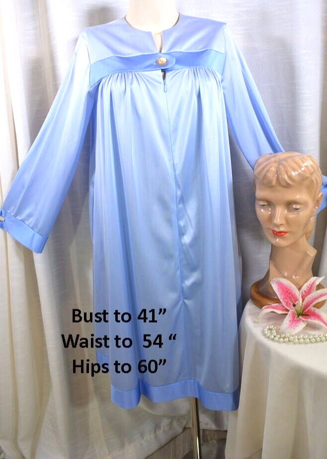 SHADOWLINE Robe or House Coat, Blue, Button & Zip Front, NOS With Tags VTG 70&rsquo;s