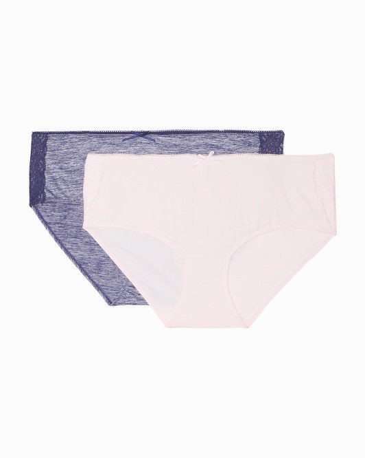JESSICA SIMPSON Panties Briefs Plus 1X 2X 2 pack Hipster Blue Pink Full Figure