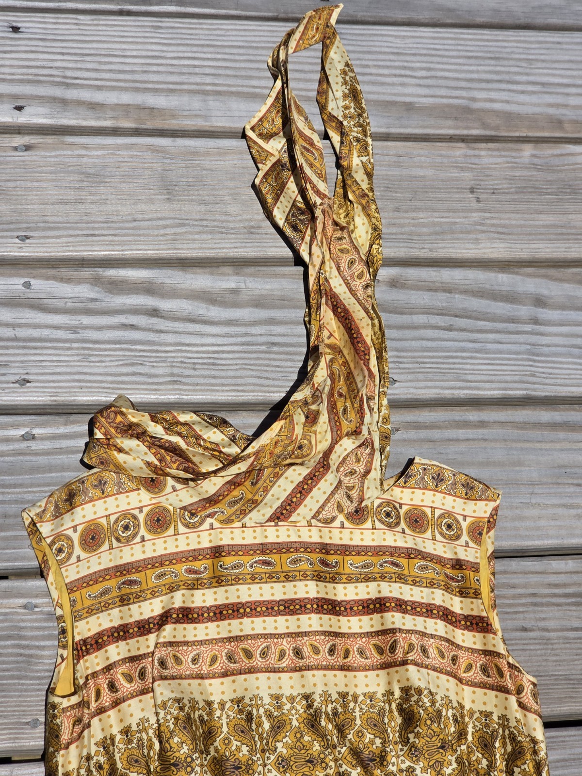 Vintage Dynasty Hong Kong One Shoulder Paisley Maxi Dress Size 10 Boho 70s Style