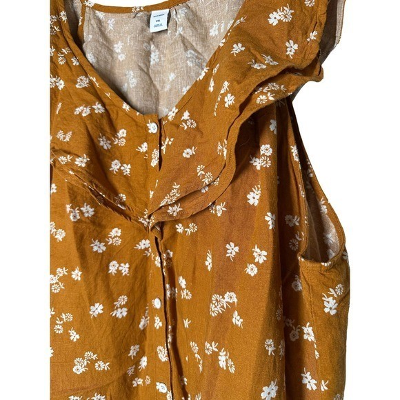 Old Navy XXL Rust Floral Ruffle Button Front Cotton Sleeveless Top