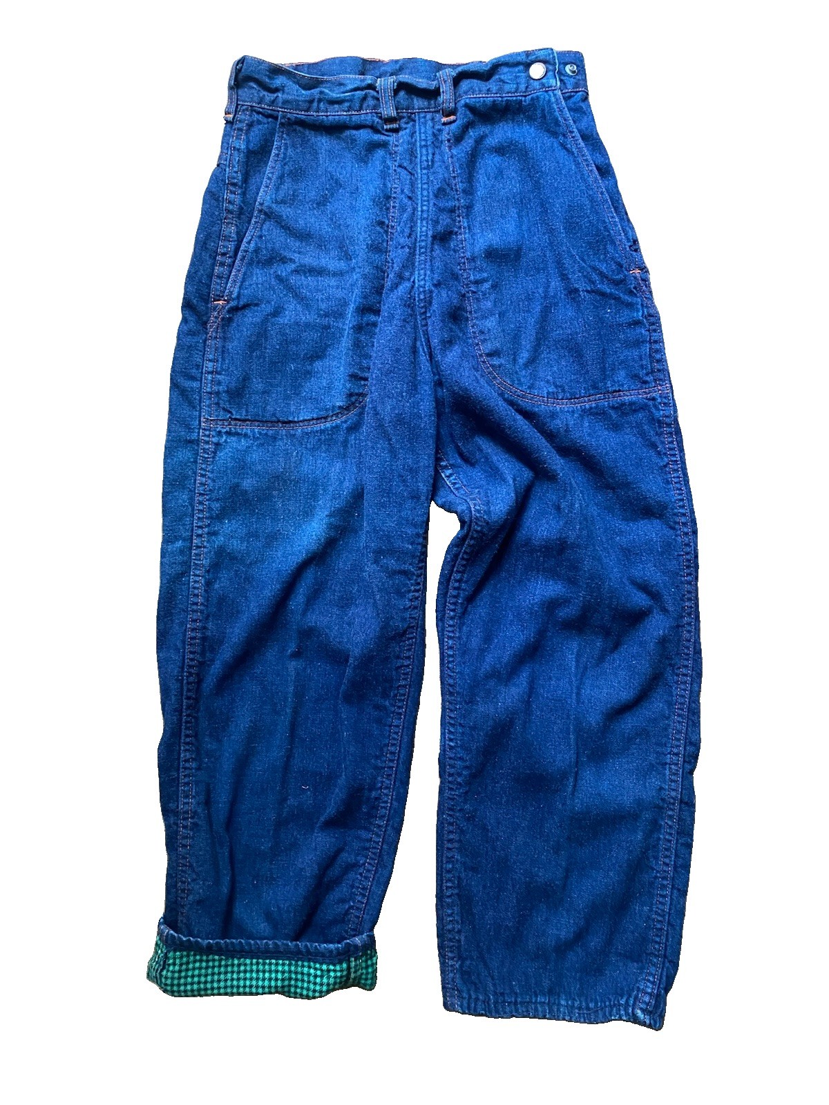 Vtg 50s Sanforized Denim Side Zip Jeans 24 happy Jill workwear