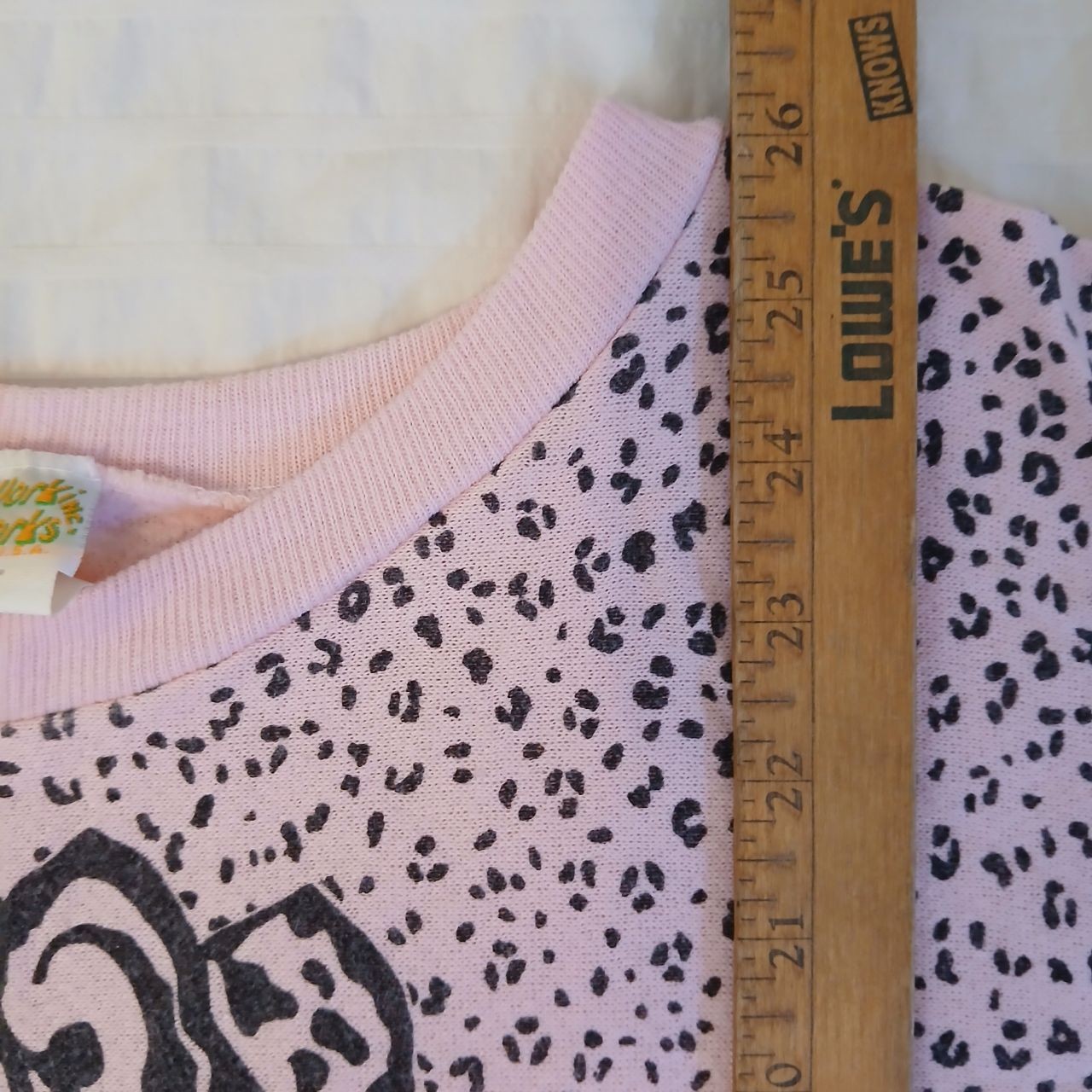 VTG &rsquo;80s Leopard Cat Graphic Print Pink Dolman Sleeve Shirt Glitter Valley Girl