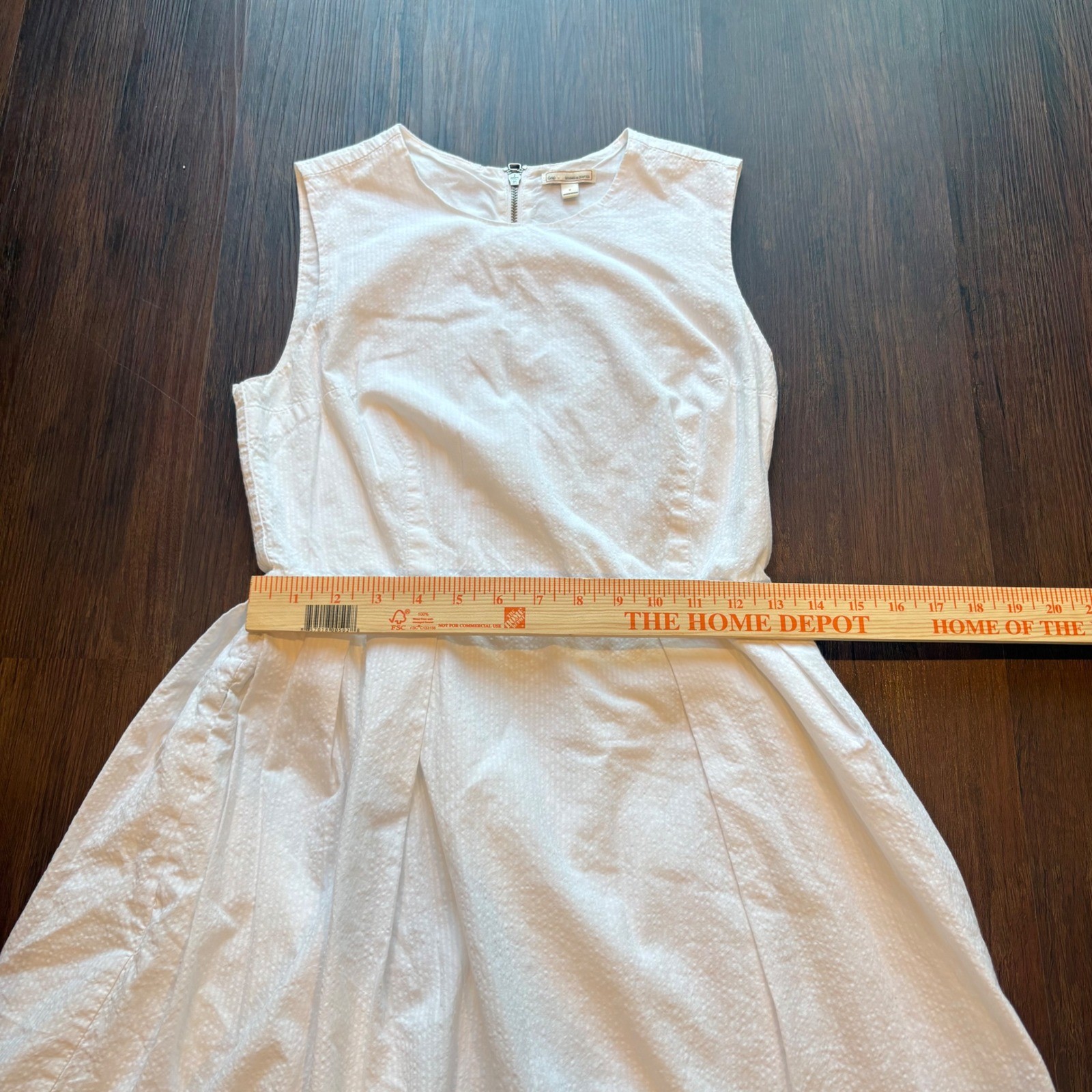♾️Vintage 90s GAP White Sleeveless Poplin Cotton Pleated Mini Dress Size 2♾️