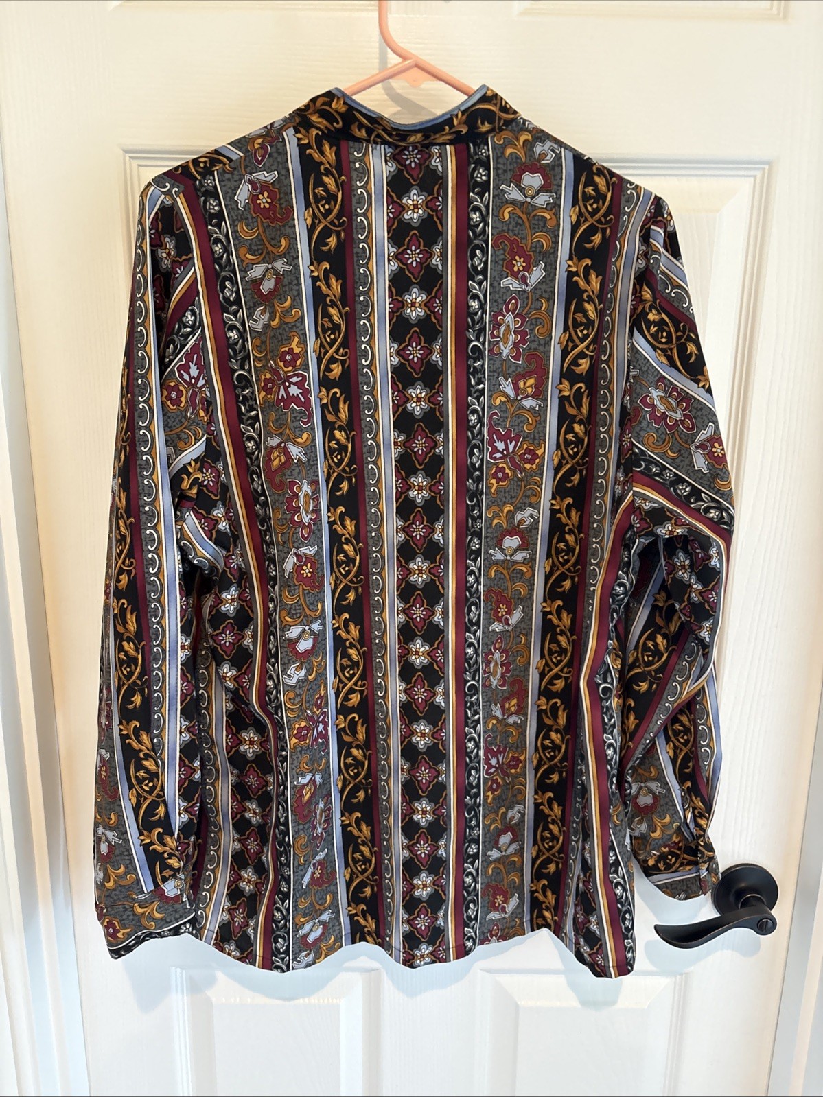 Vintage Bon Worth Floral Scroll Patterned Blouse Size M Light Weight