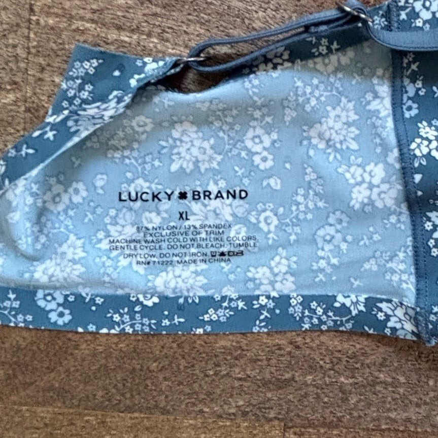 Lucky Brand Womens Wireless Multi Color Floral Print Bra Size XL