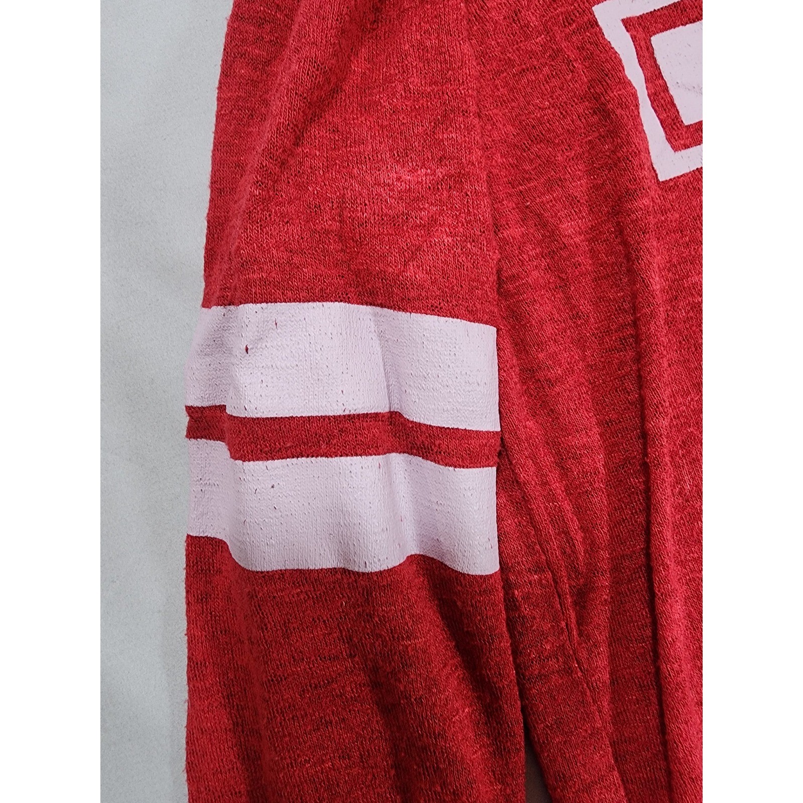 Vintage Disney Mickey Mouse Red Long Sleeve Varsity Graphic Tee Shirt Womens M