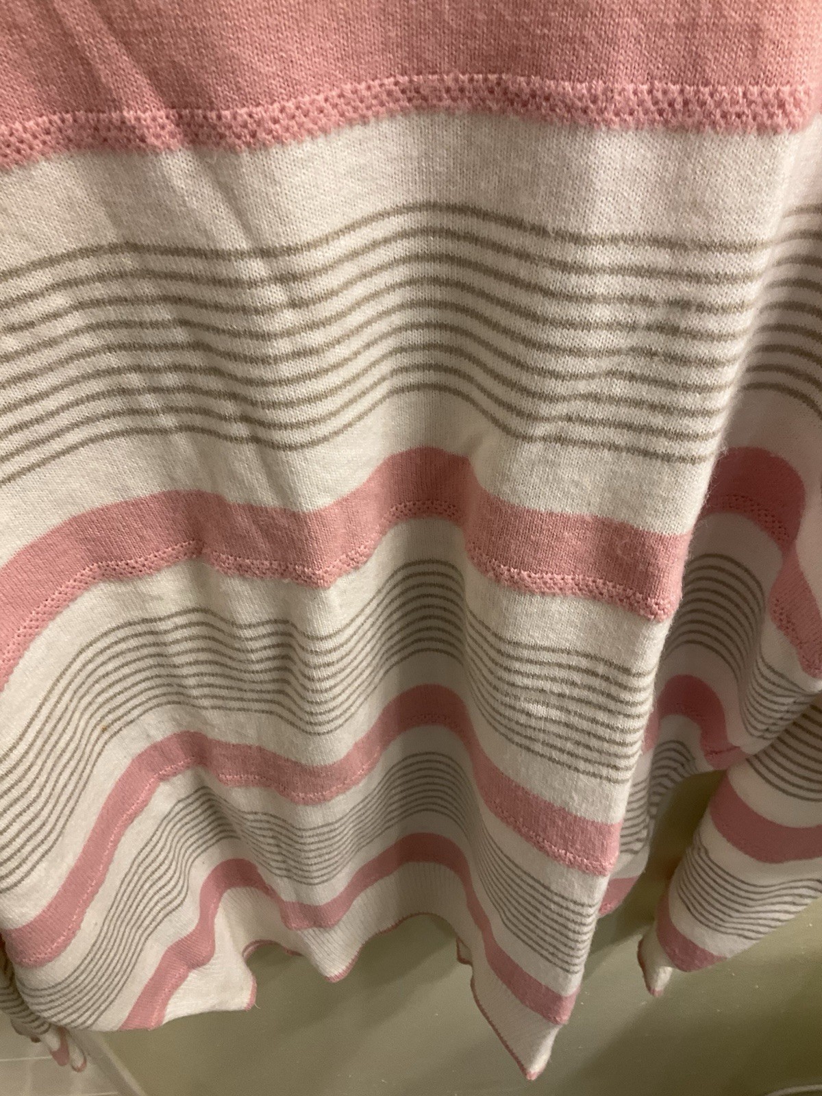 Vintage Christian Dior Women Orlon Crew neck sweater pink stripe Medium 80s USA