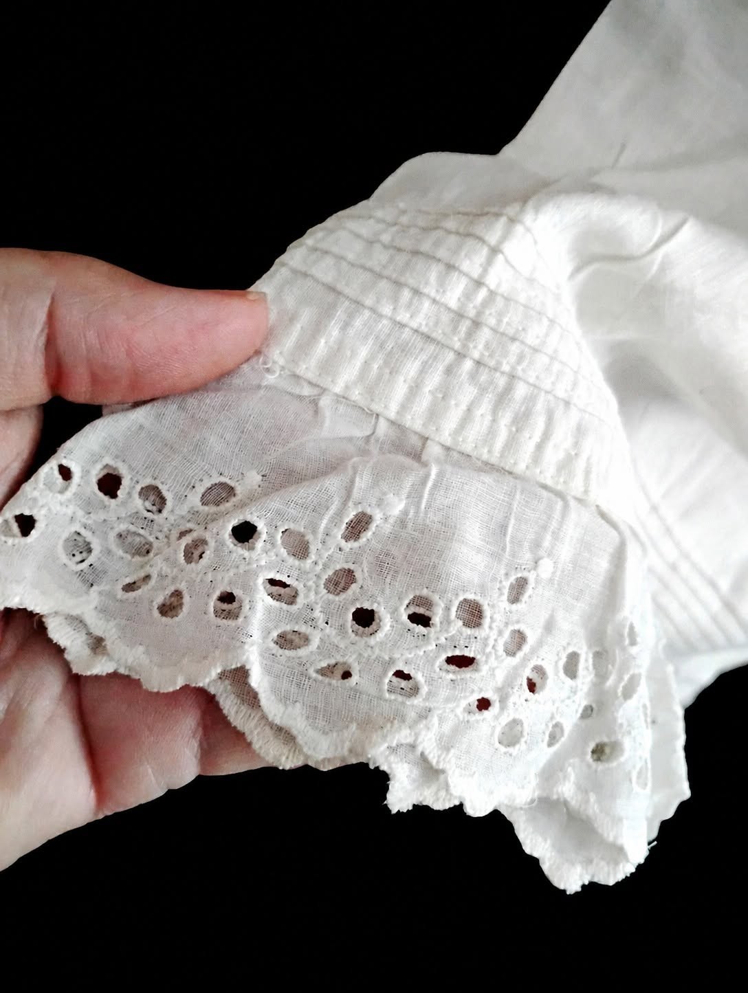 Antique 1910s White Cotton Closed Crotch Drawers Eyelet Trim Adjustable Size