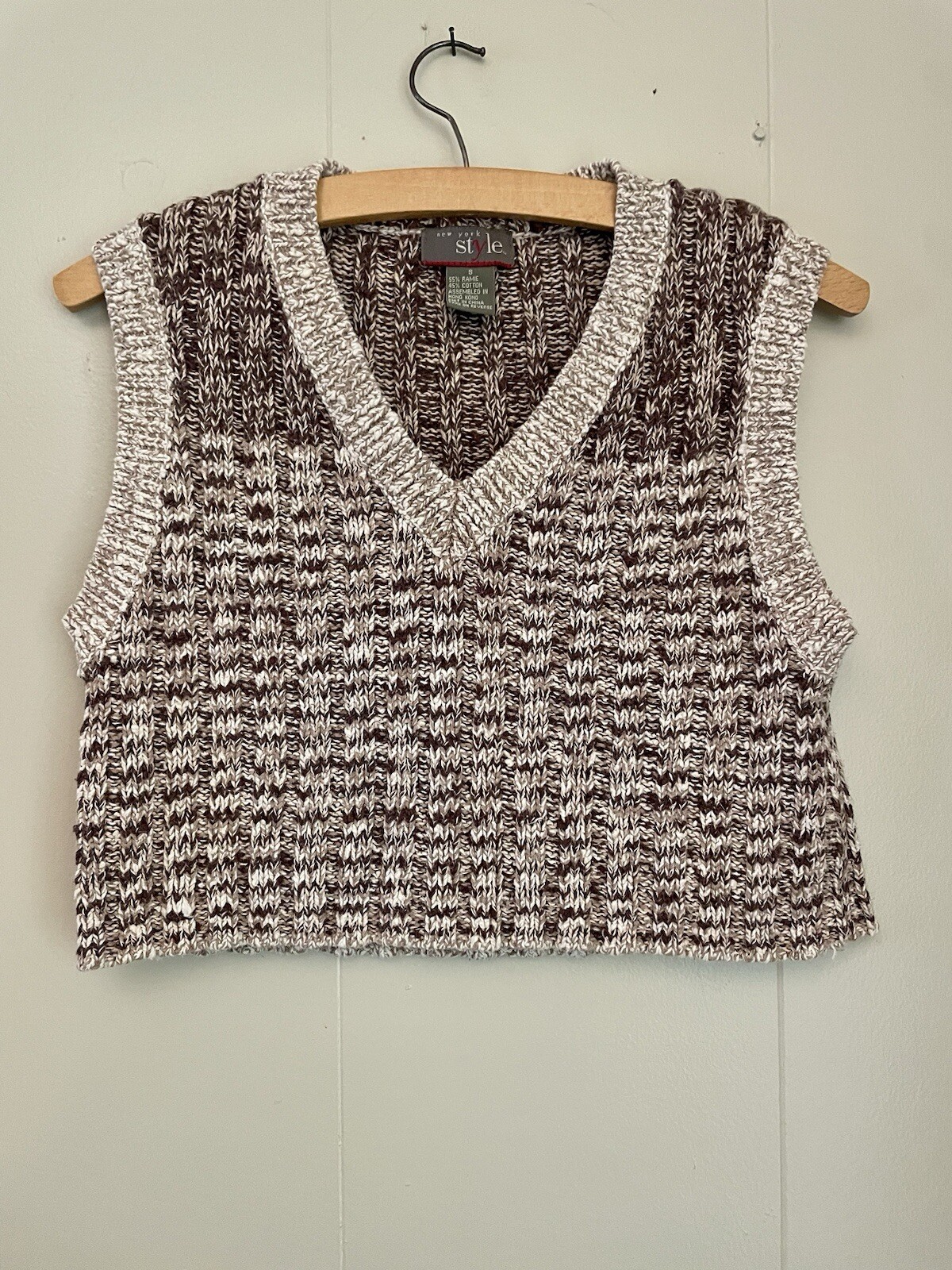Vintage 90’s Y2K New York Style Cropped Knit Vest Variegated Brown Space Dye