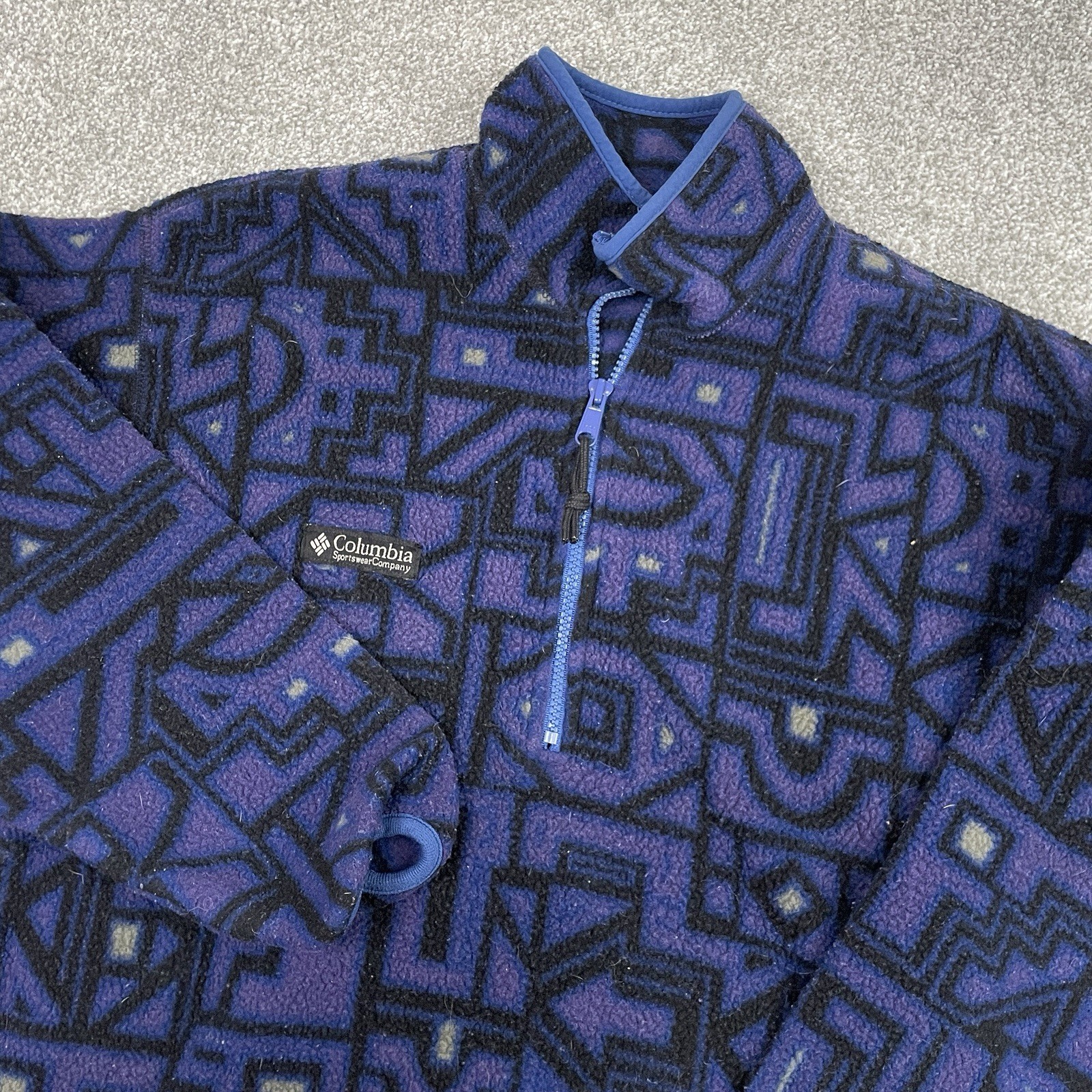 Vintage Columbia Pullover Women M Aztec Synchilla Snap-T Fleece Made USA 90s