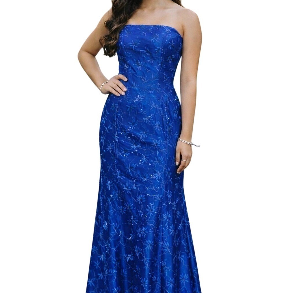 Jessica McClintock Vntg Womens Regency Royal Corset Gown S/M Embroidered Dress