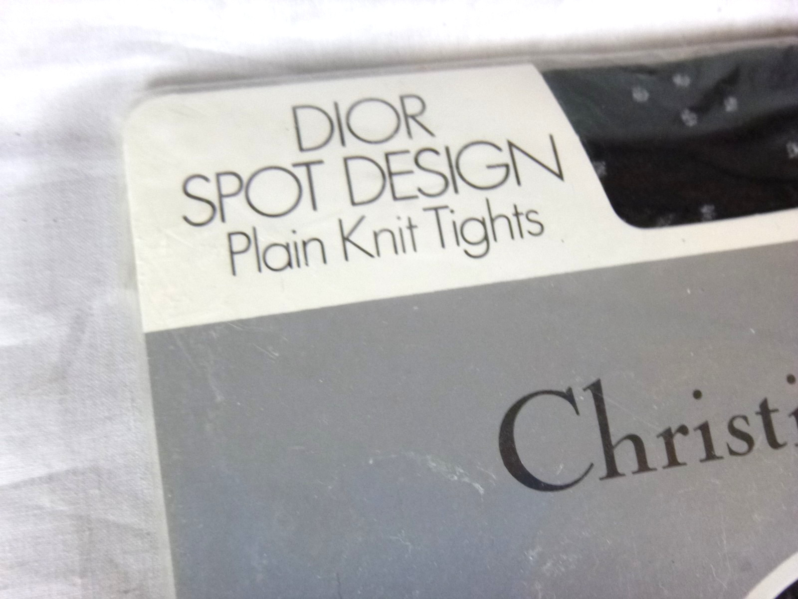 NOS Vtg Christian Dior Spot Design Plain Knit Tights Black White One Size