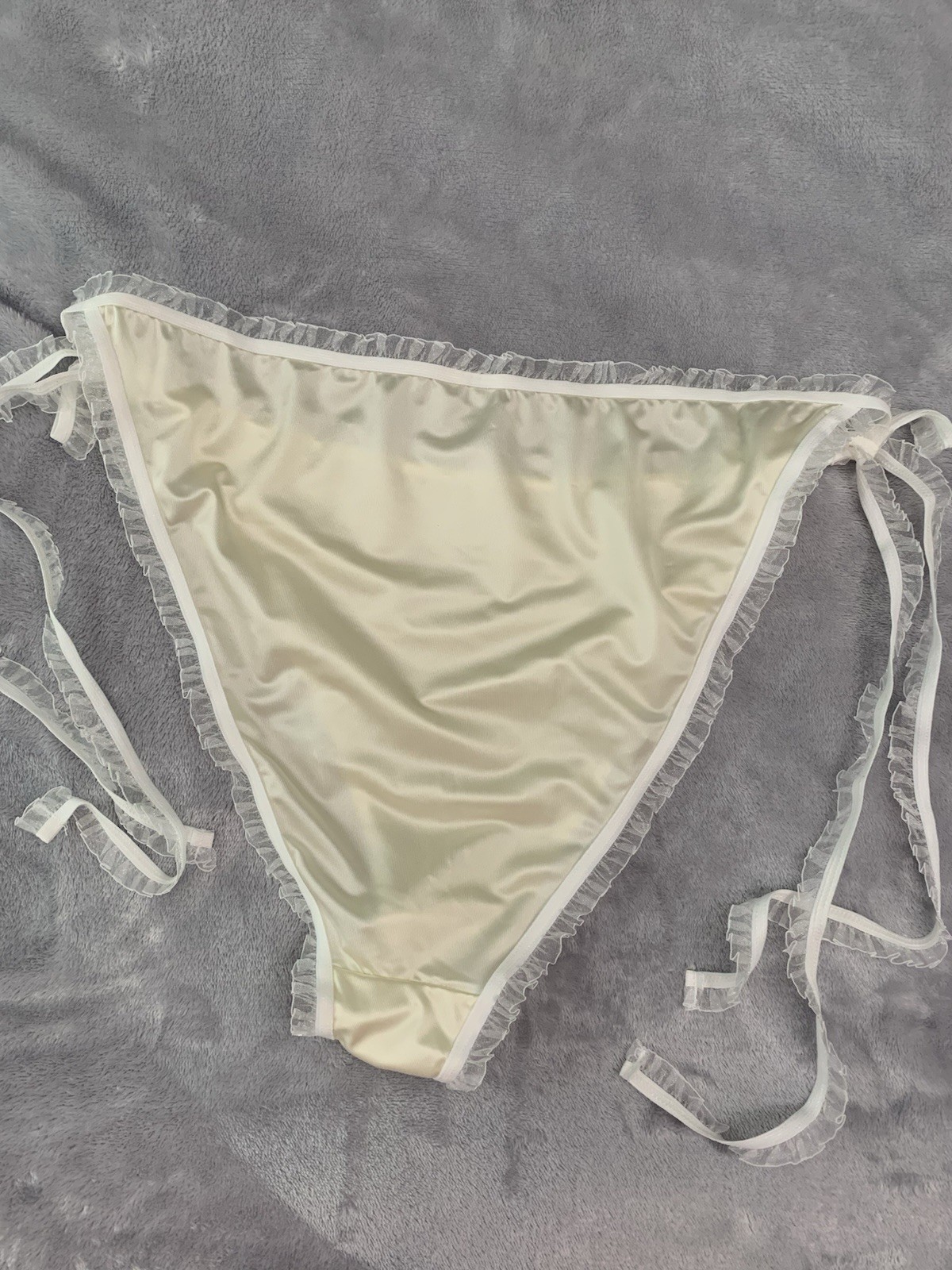 NEW Glossy Stretch Satin 1X 8 String Bikini Panties Hi Thigh Lingerie Panty