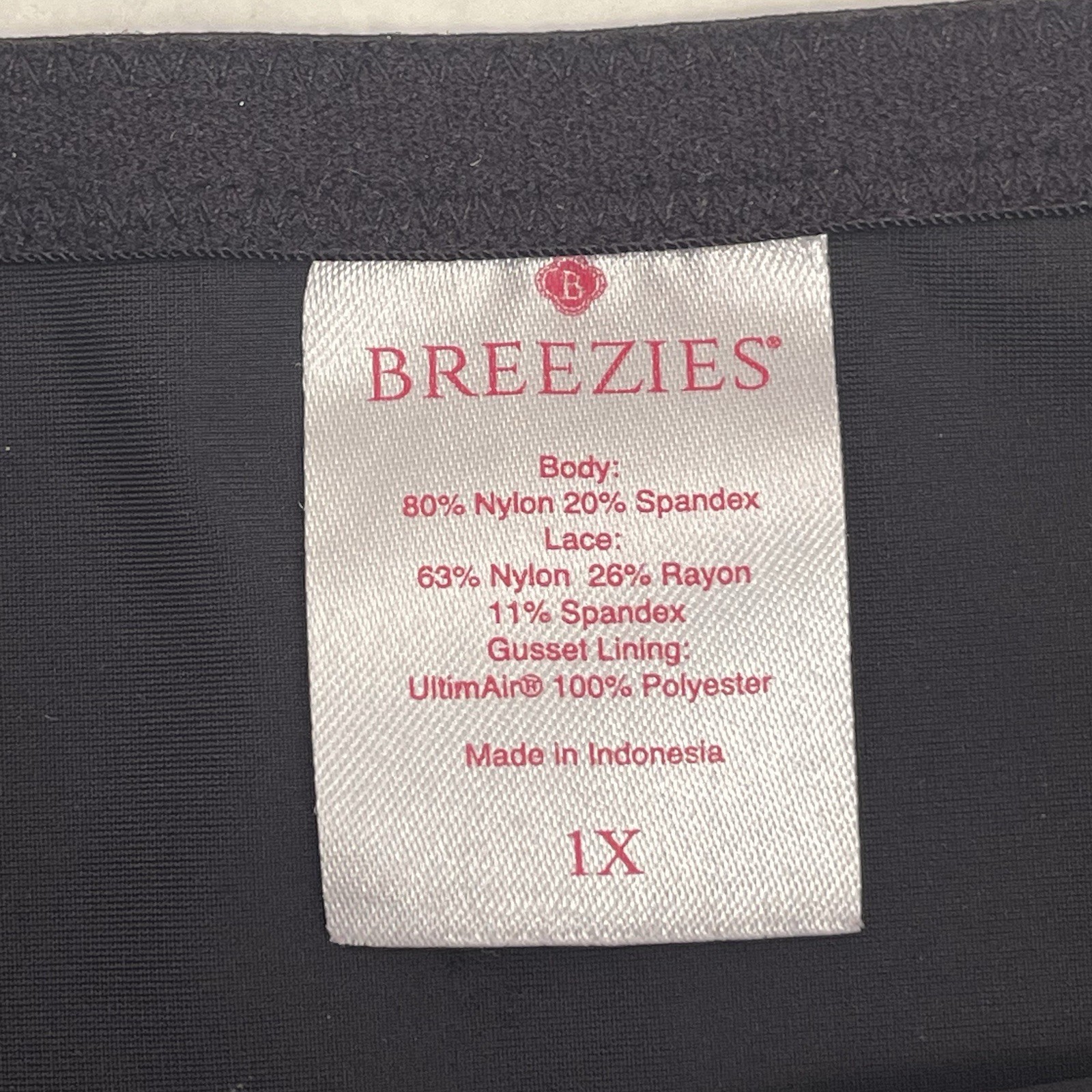 Breezies Plus Size Black High-Cut Stretch Panties Size 1X