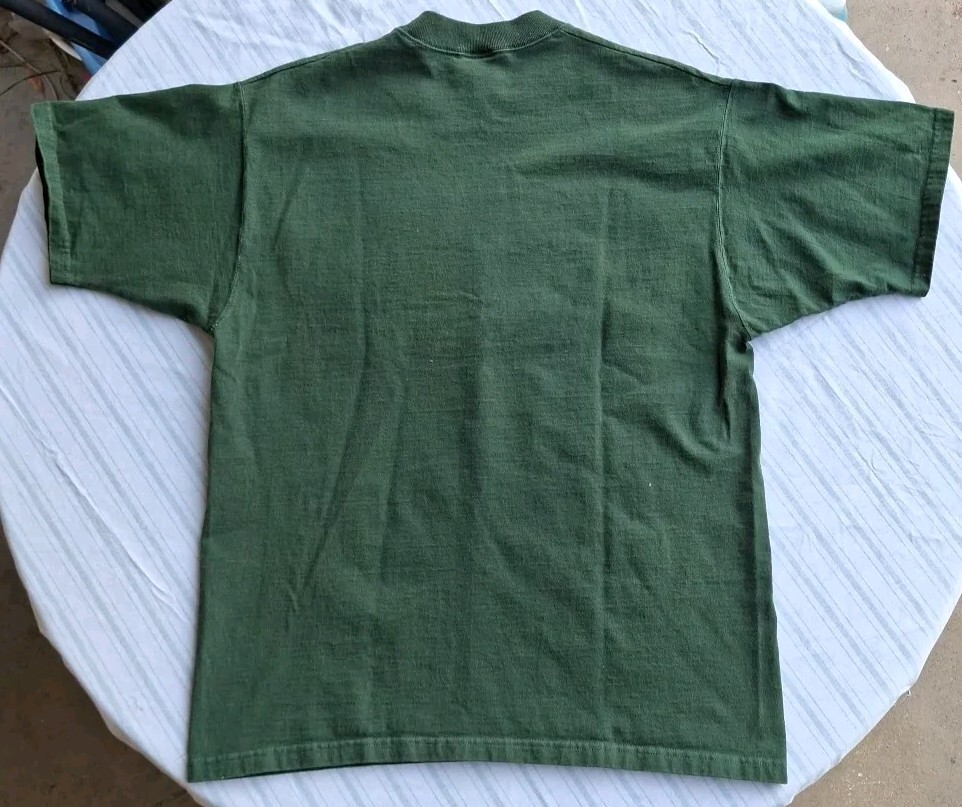 VTG Fruit of the loom super cotton embroidered Floral MEMAW GREEN Large t-shirt