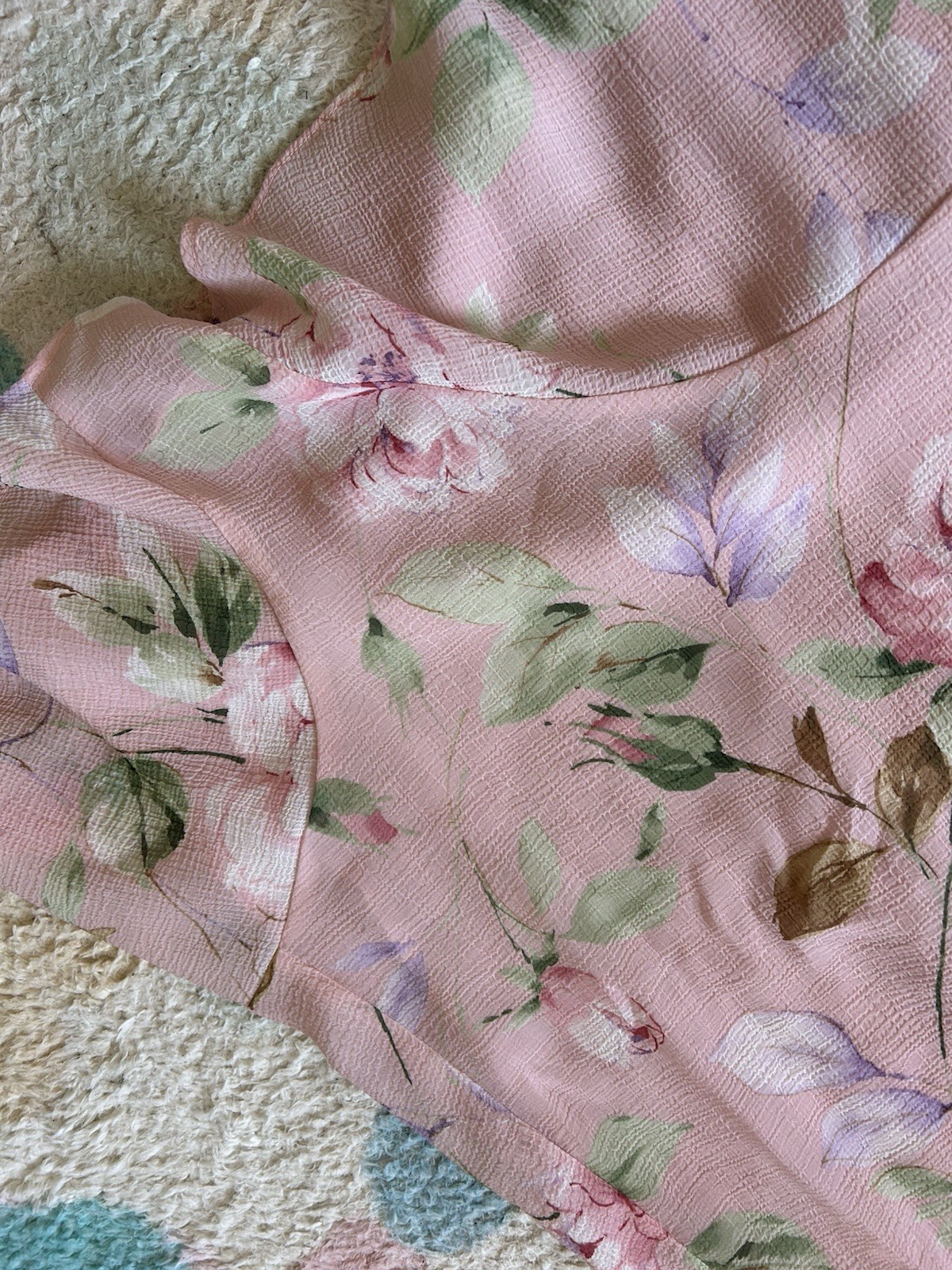 2000s pink floral fairycore ruffle hem midi skirt size 14 XL
