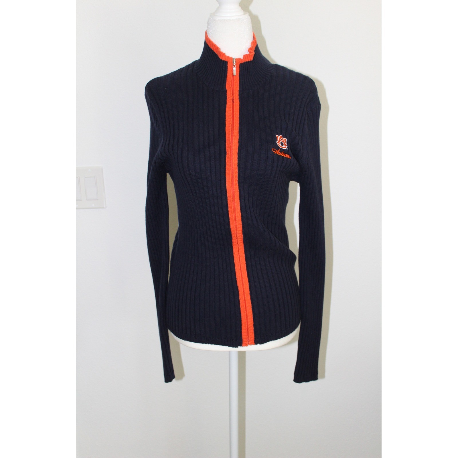 VTG Campus Specialties Auburn Tigers Vintage Navy Blue Orange Full Zip Sweater M