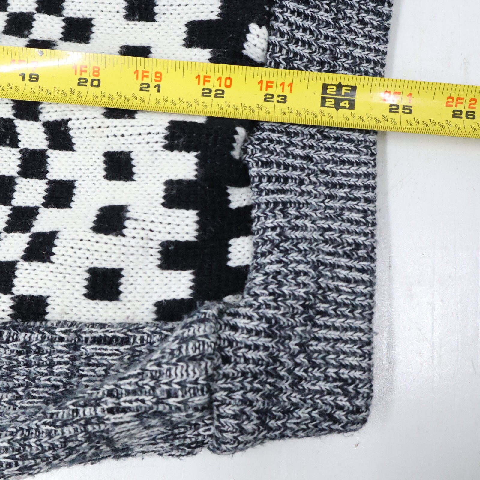 Vintage Oversized Geometric Sweater M Black White Checkered Organically Grown