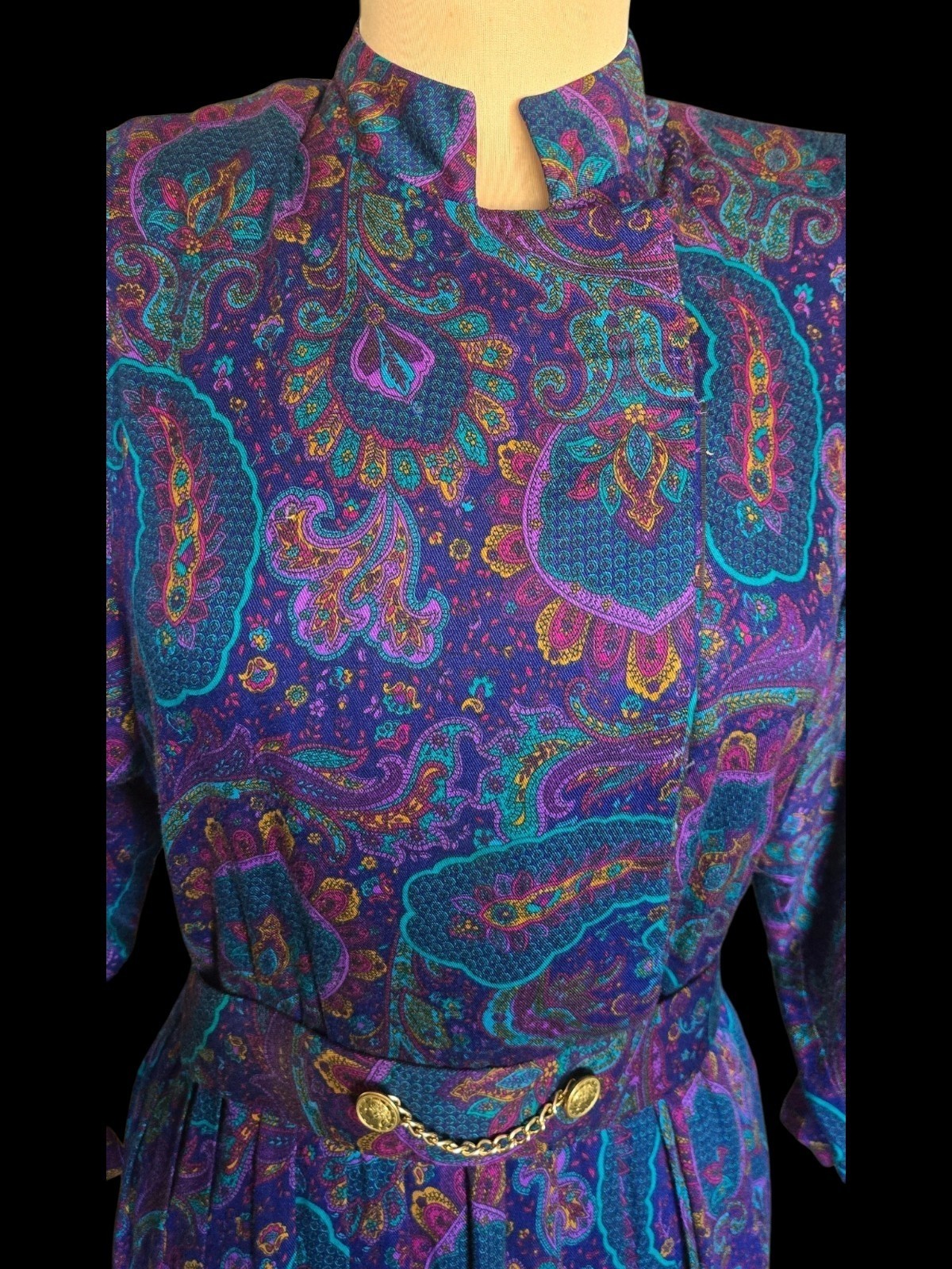 Vintage 80s Secretary Geek Long Sleeve Dress Sz 10