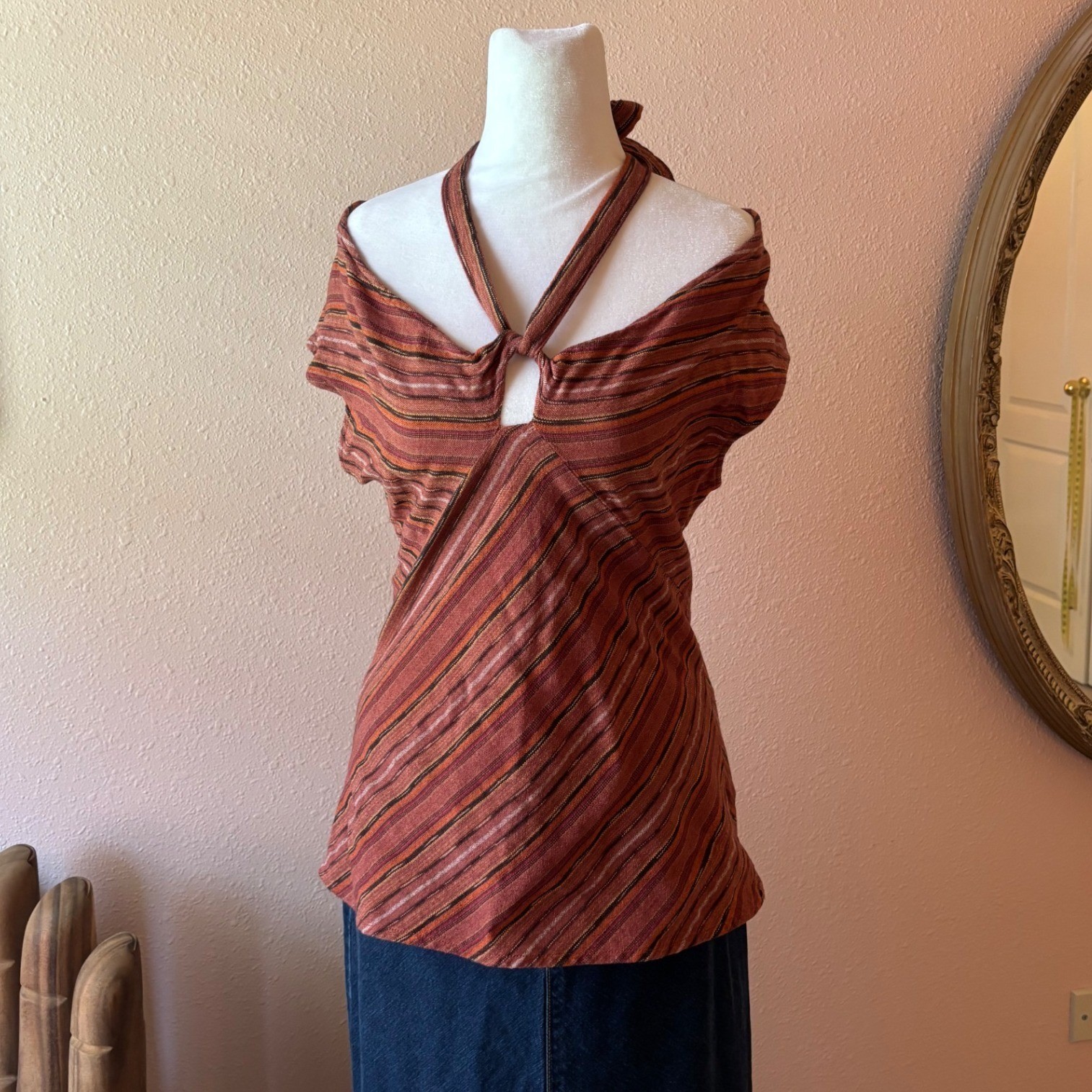 Y2K 2000s Boho Halter Blouse
