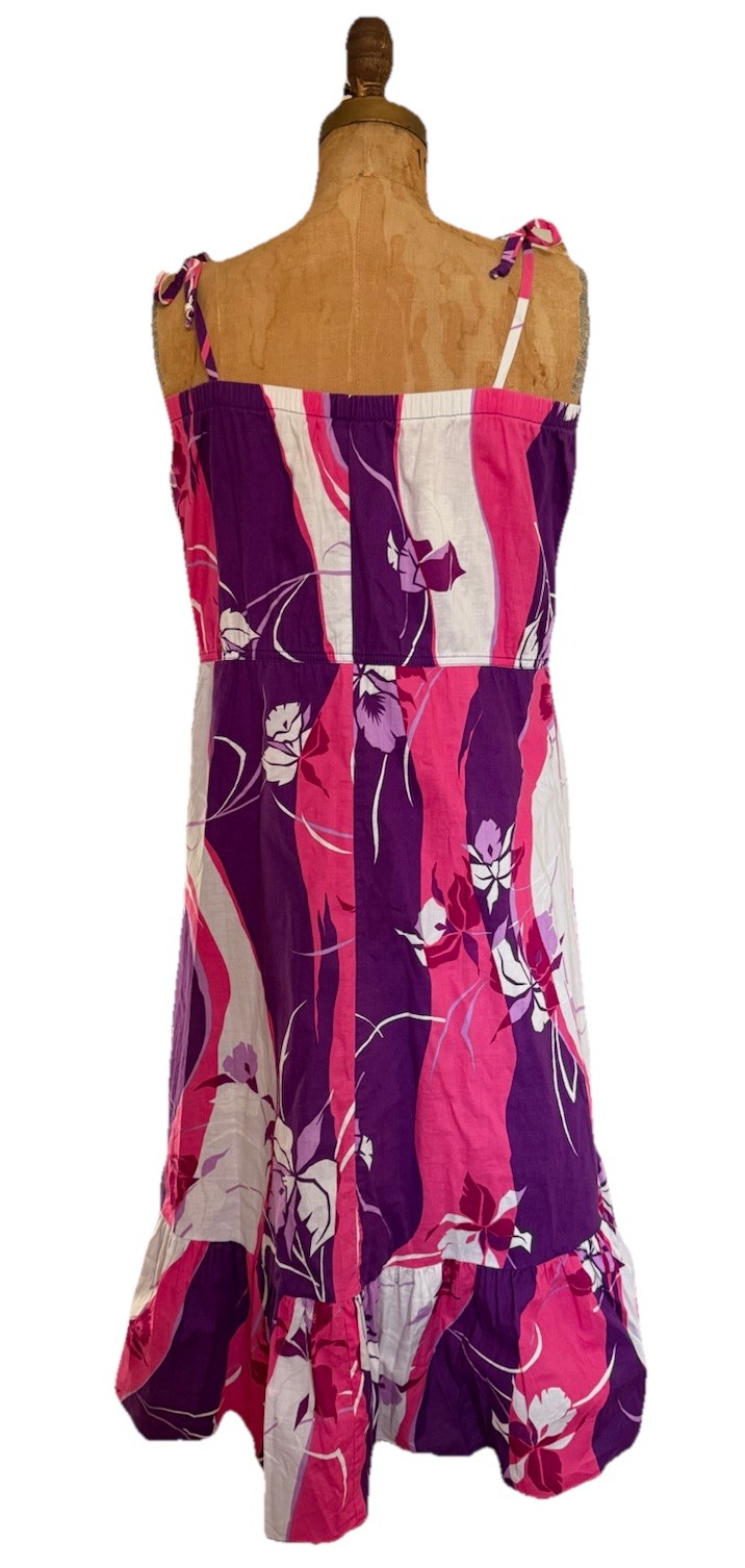 Vintage Hilo Hattie 1980’s Hawaiian Sundress Bandeau Top Shoulder Ties Cotton M