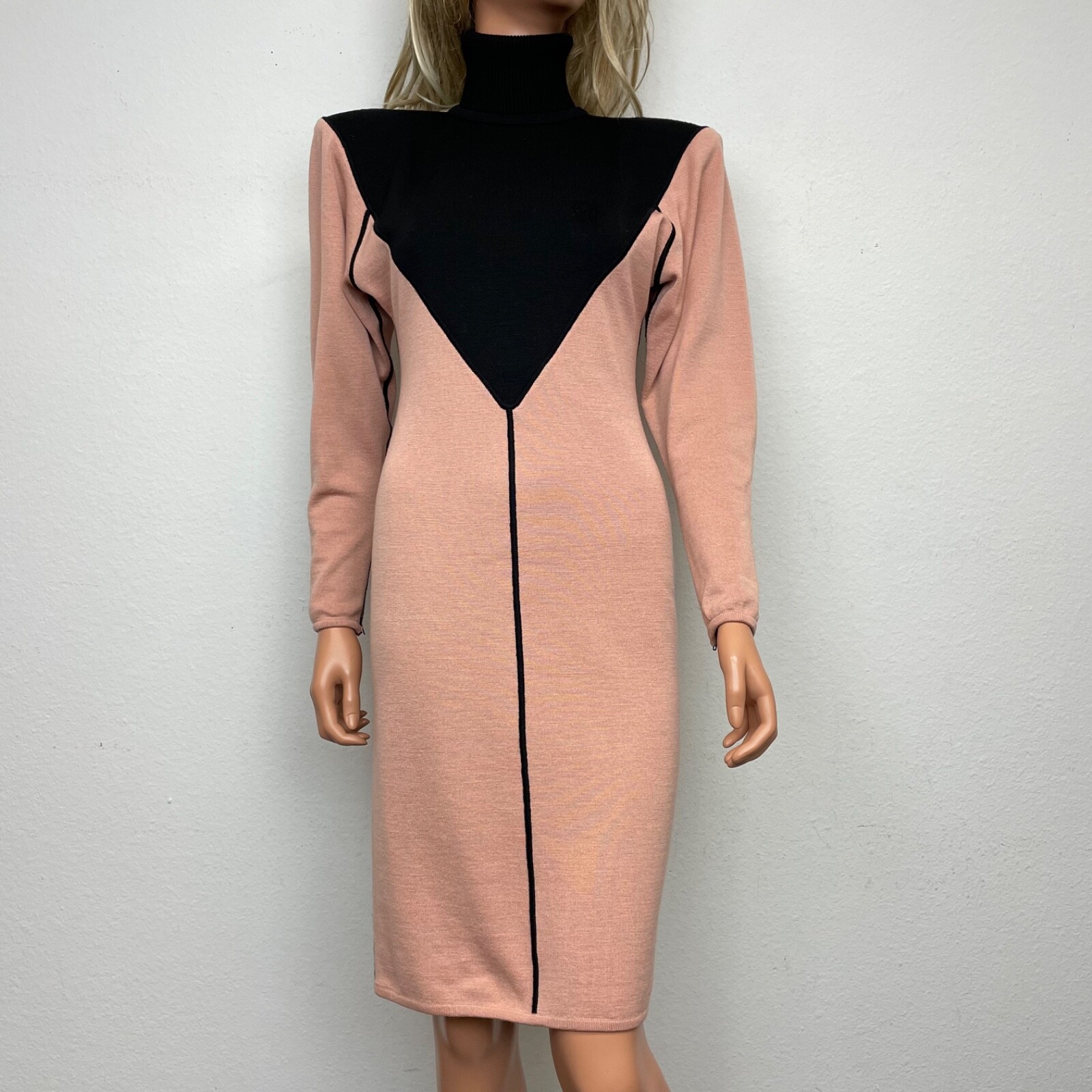 Rare Vintage 80&rsquo;s Emanuel Ungaro Pink Black Color Block Fitted Dress Size 4