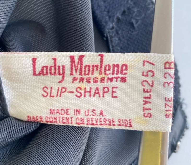 Vintage Lady Marlene 32B Slip Built In Bustier shape Lingerie Black