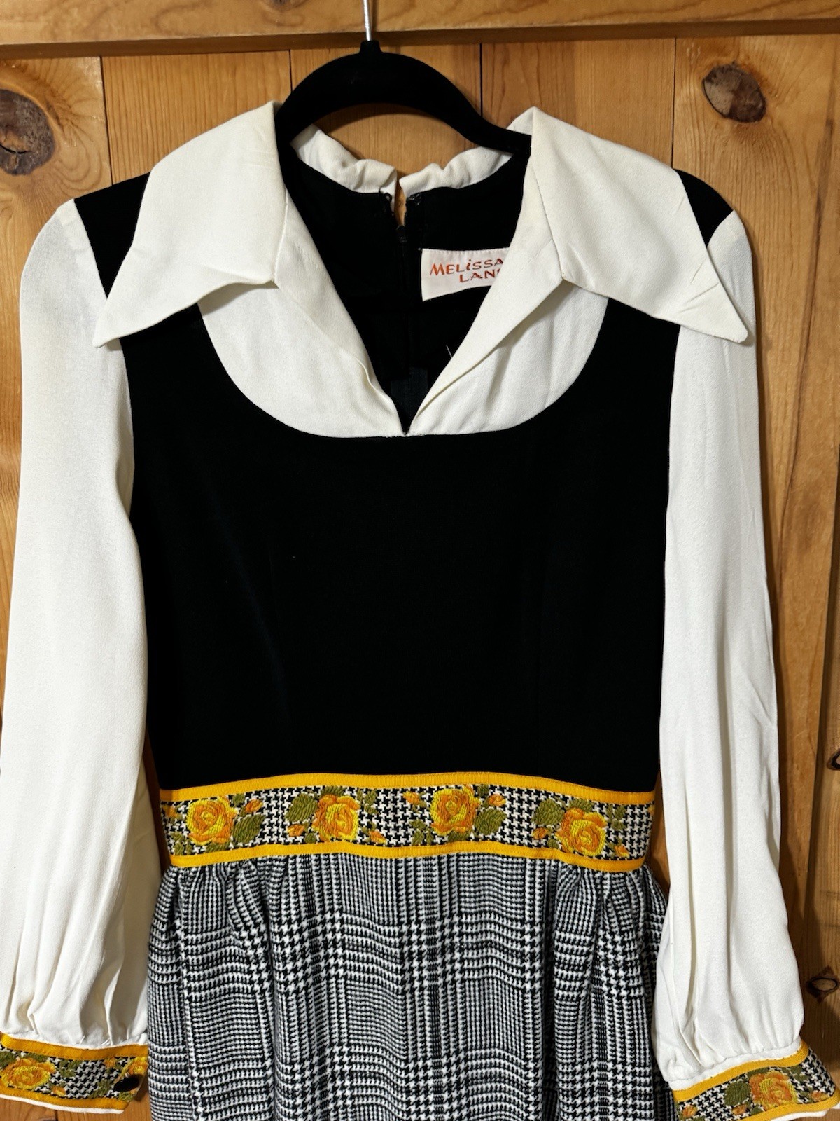VTG 70s Melissa Lane Dagger Collar Maxi Dress Long Sleeve NWD WOMENS SIZE XS/S