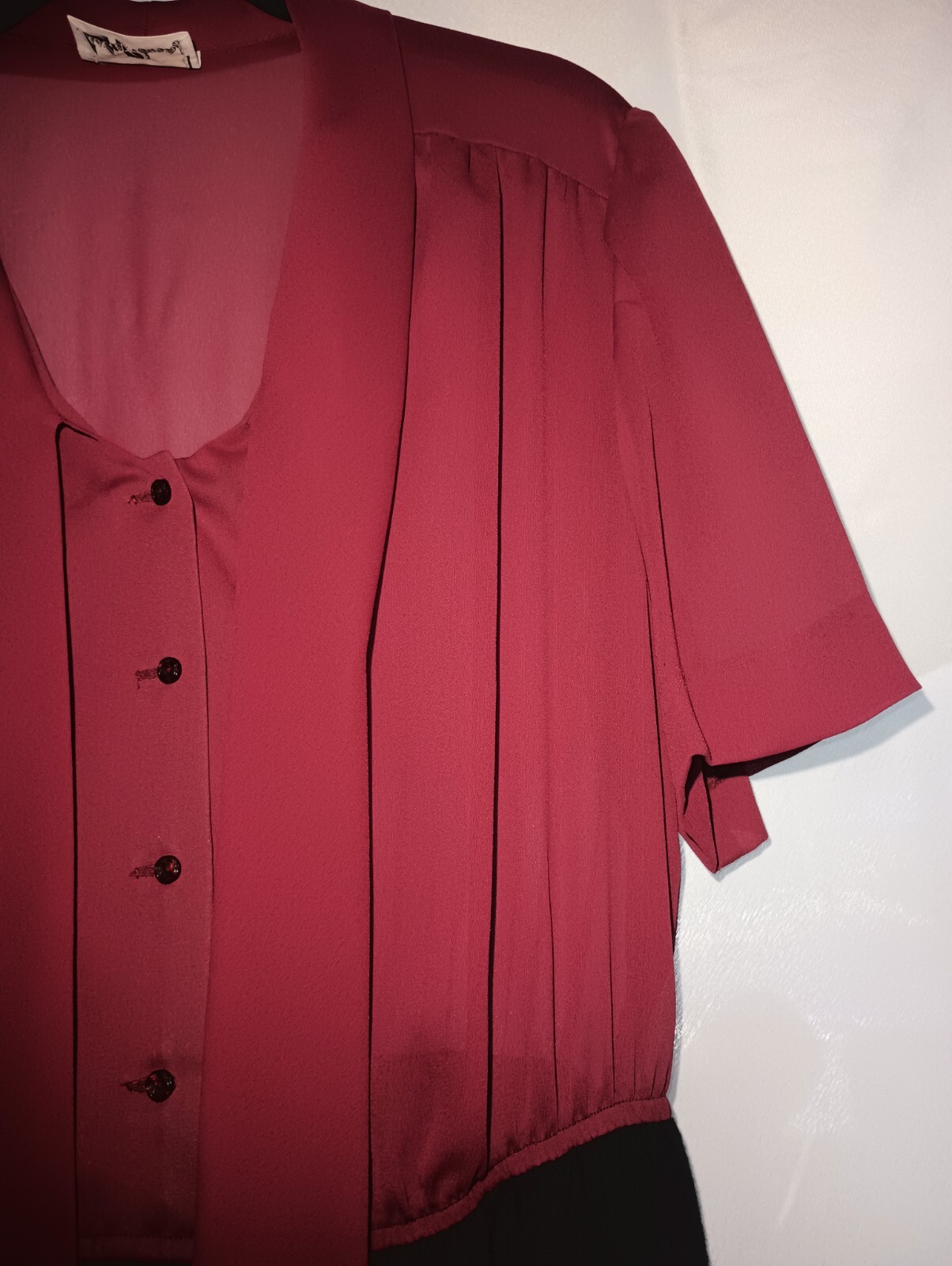 Leslie Pomer – Size Women&rsquo;s 18 – Burgundy – Black – Dress – Vintage