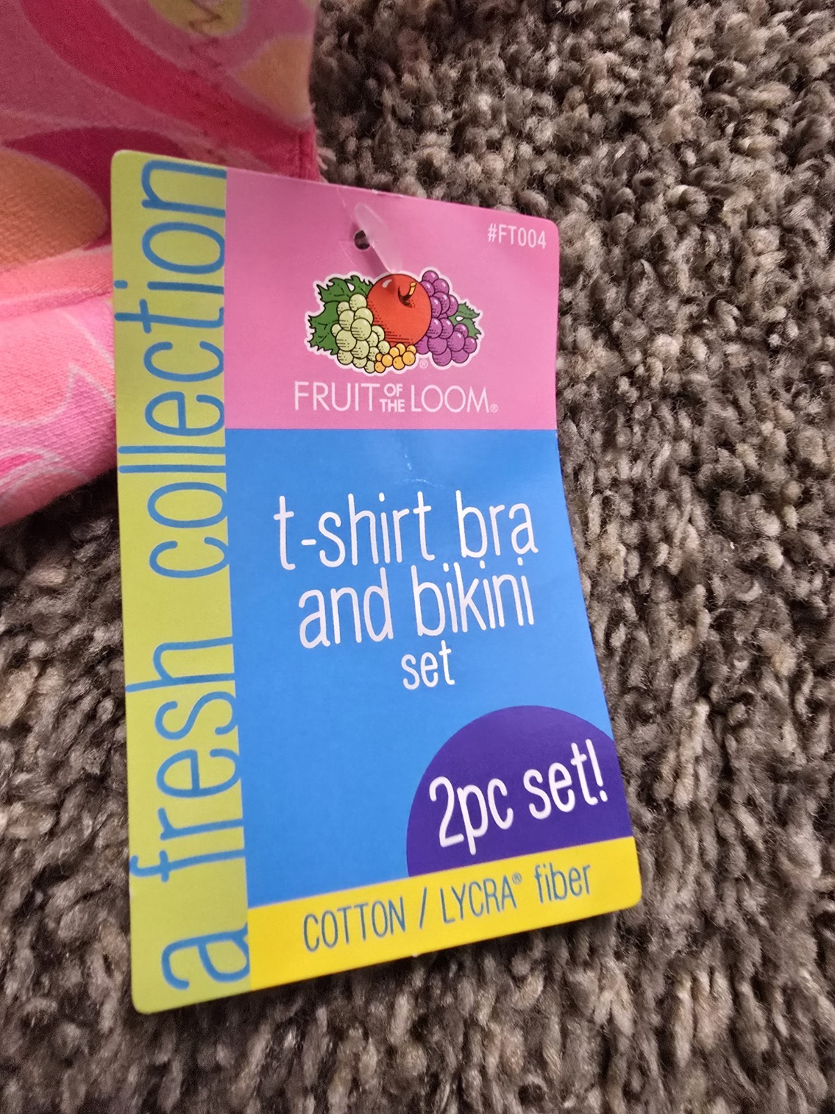 Vintage Y2K Bra 36D & Sz 7 Bikini Panties SET Fruit of the Loom Read NWT