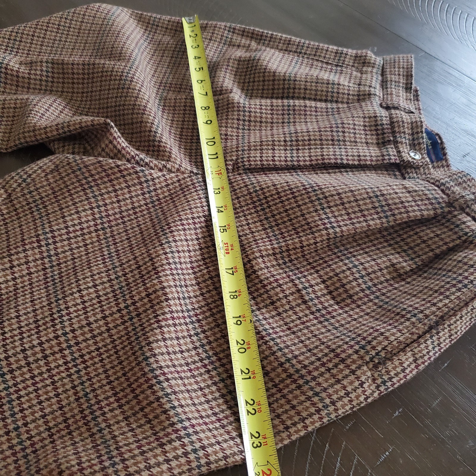 VINTAGE Breeches Brown Houndstooth Equestrian Alpaca Wool Pants Made In USA Size