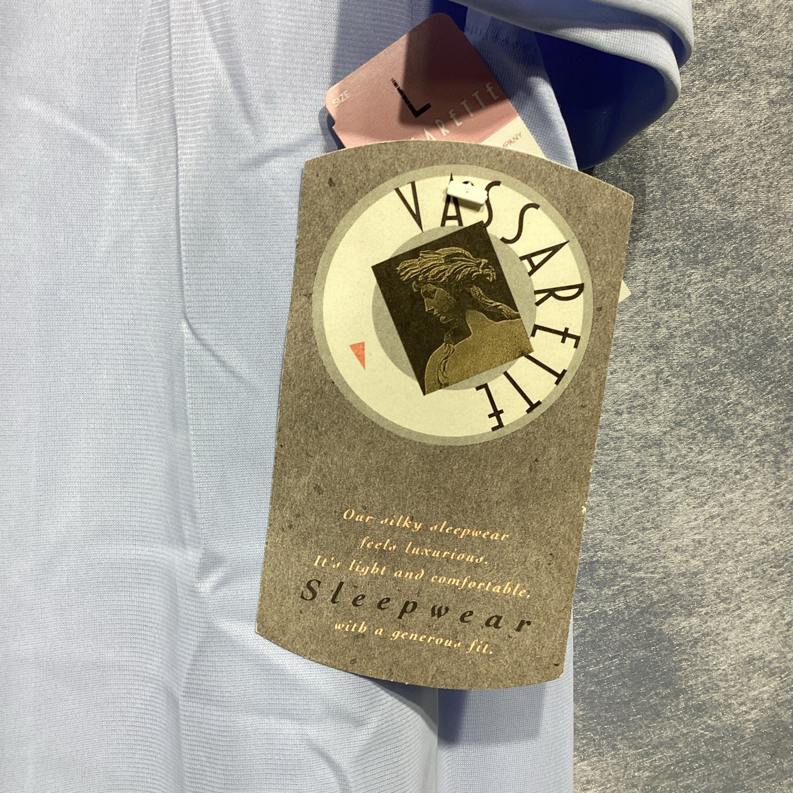 VINTAGE Vassarette Nylon ROBE Large Bust 46 Opal Blue Button NEW NWT