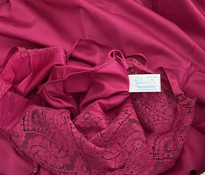 Vintage Full Slip Vassarette S Underneath It All Maroon Satin Lingerie Intimates