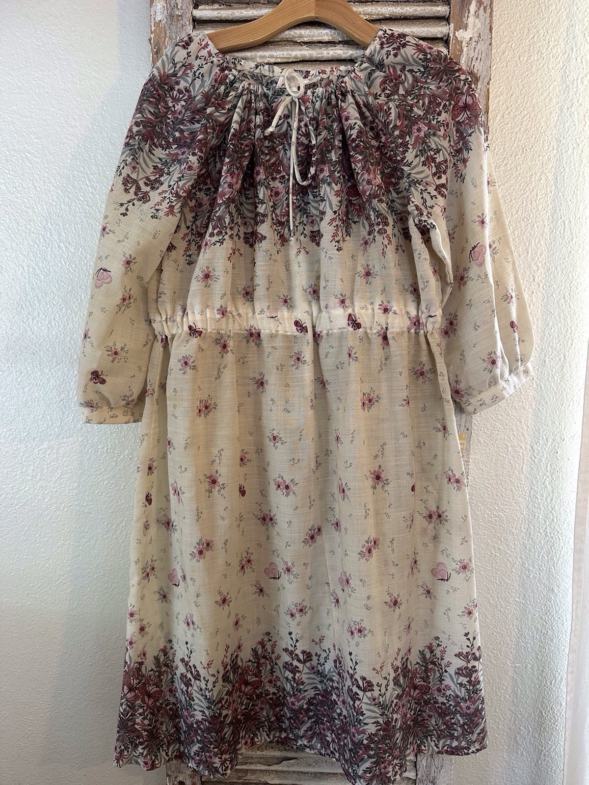 B8 Vintage Kay Windsor Butterfly Floral Sheer Dress Size M/L – See Description