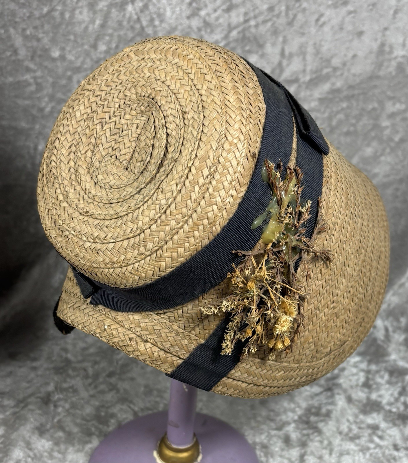 Rare! Antique c1850 Antebellum Woven Straw Child or Doll Poke Capote Hat Bonnet!