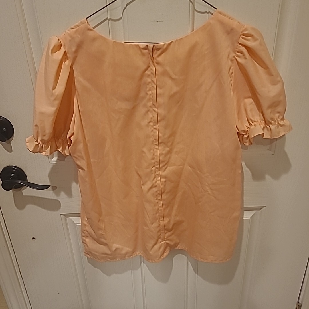 Vintage Square Dance Top Blouse Peach L/XL Cottage Prairie