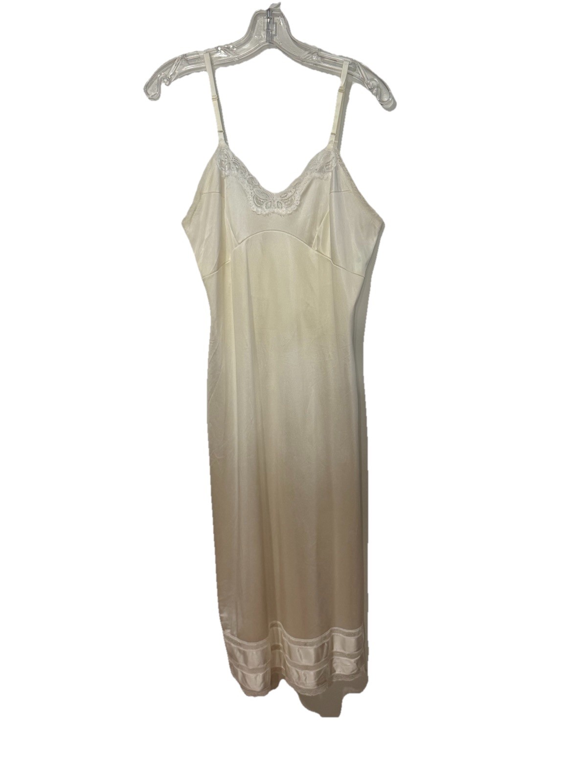 Vintage 70s 80s Adonna JCPenney White Antron Nylon Slip Lace Trim 36 Union Made
